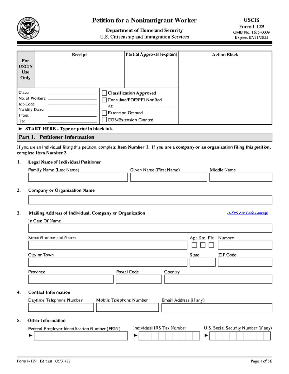 I 129 CARLOS PUENTES Form I 129 Edition 05 31 22 Page 1 Of 36 For   Thumb 1200 1553 