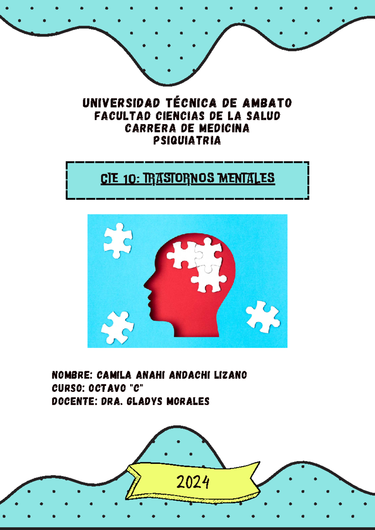 CIE 10 Sobre Trastornos Mentales - Camila Andachi - Psicología - cie 10 ...