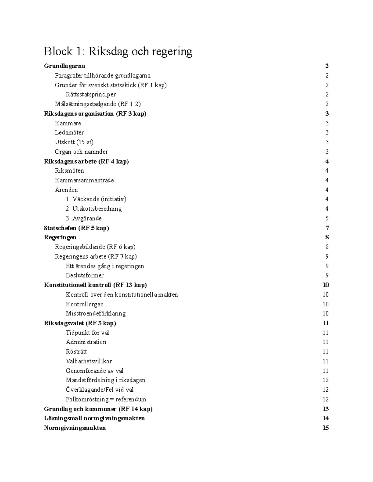 Block 1 Riksdag Och Regering - Block 1: Riksdag Och Regering ...