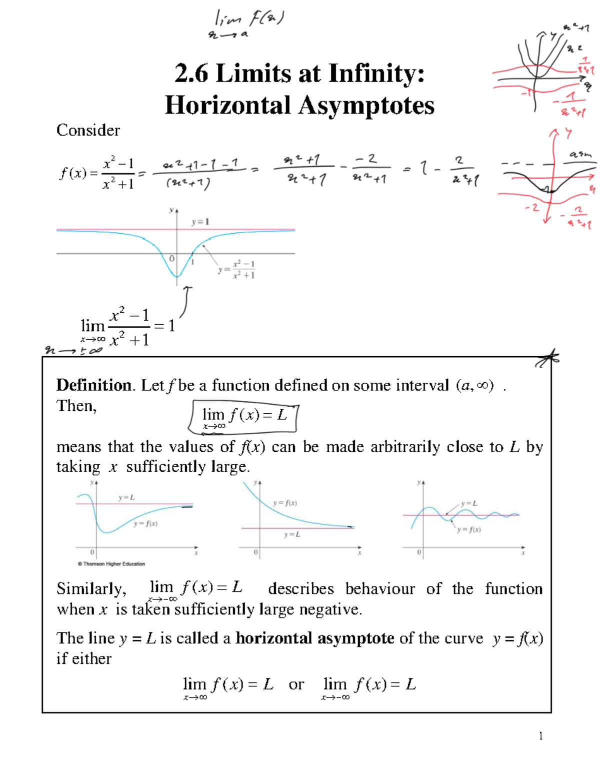 Limits At Infinity - 2 Limits At Infinity: Horizontal Asymptotes ...