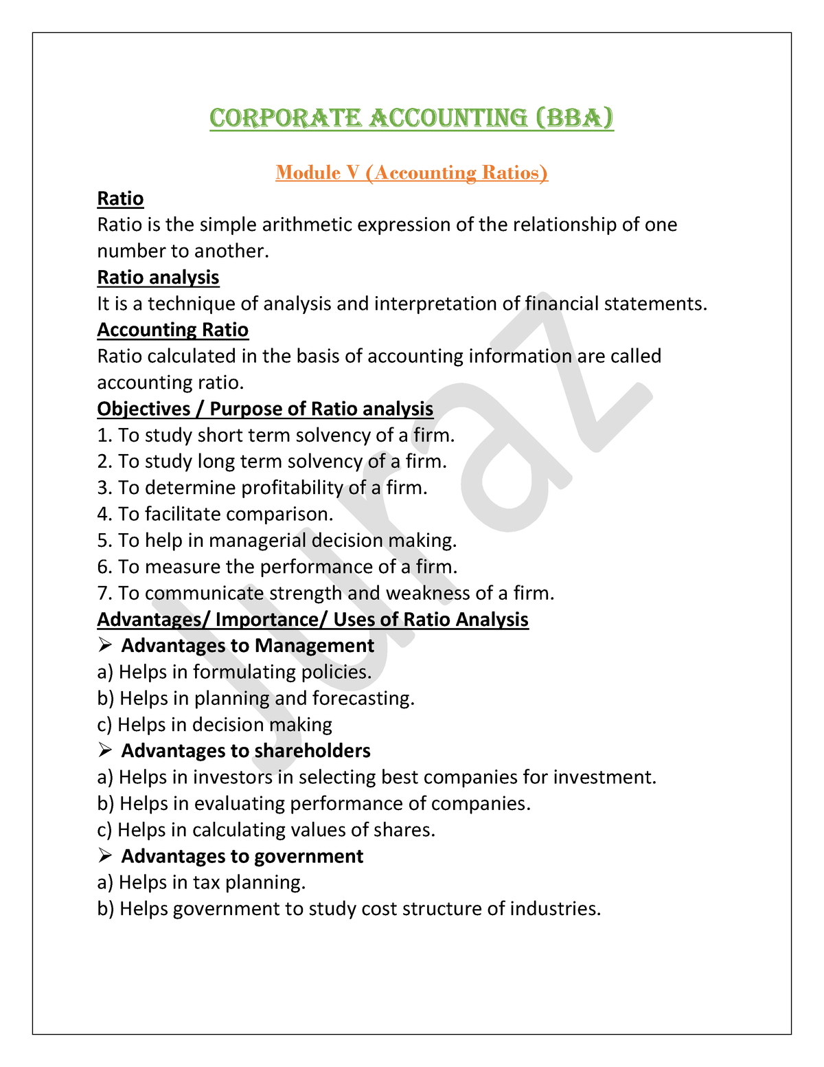 Corporate Accounting (BBA)- Module V - CORPORATE ACCOUNTING (BBA ...