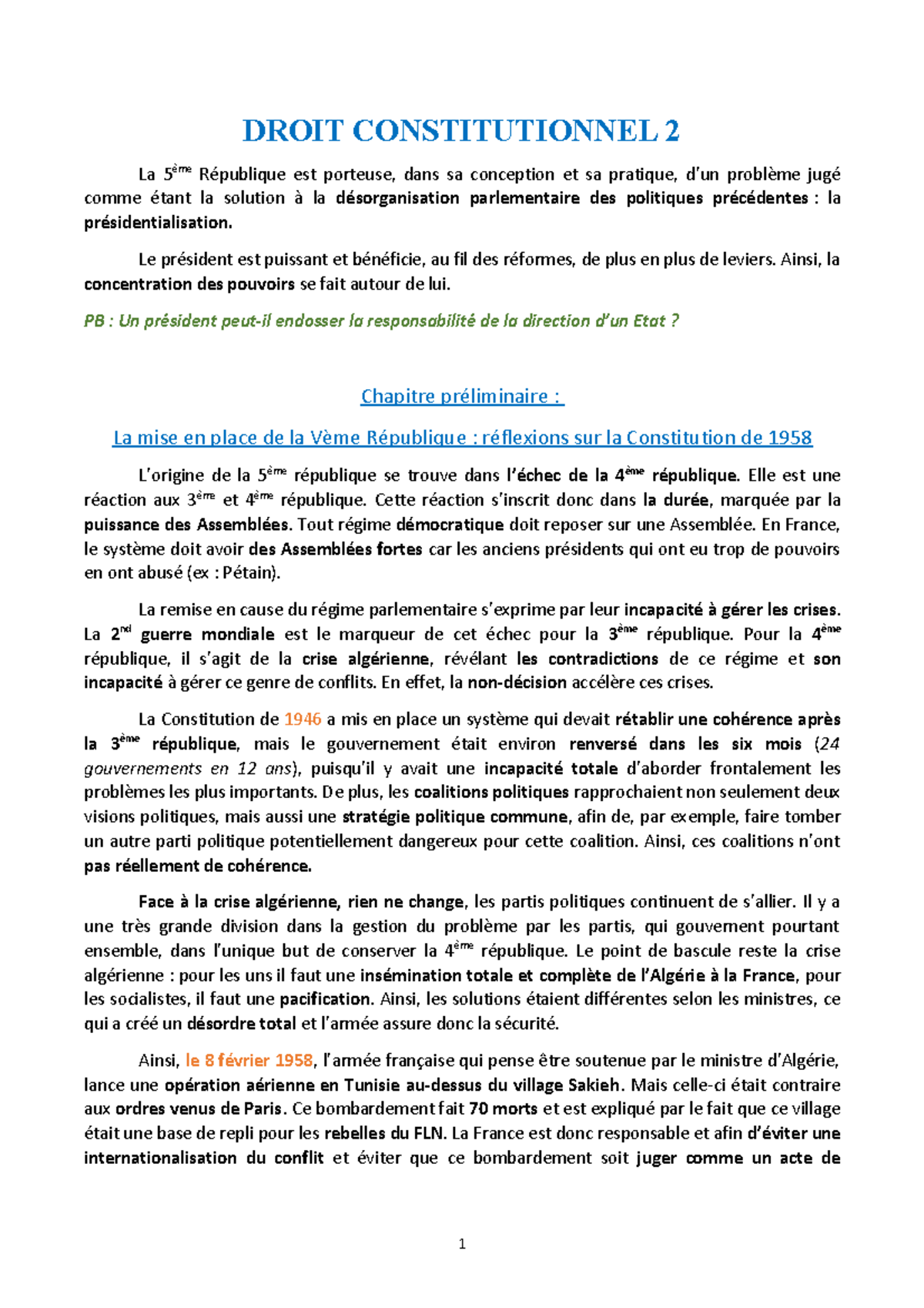 Droit constit S2 cours de Mr LEVY DROIT CONSTITUTIONNEL 2 La 5ème