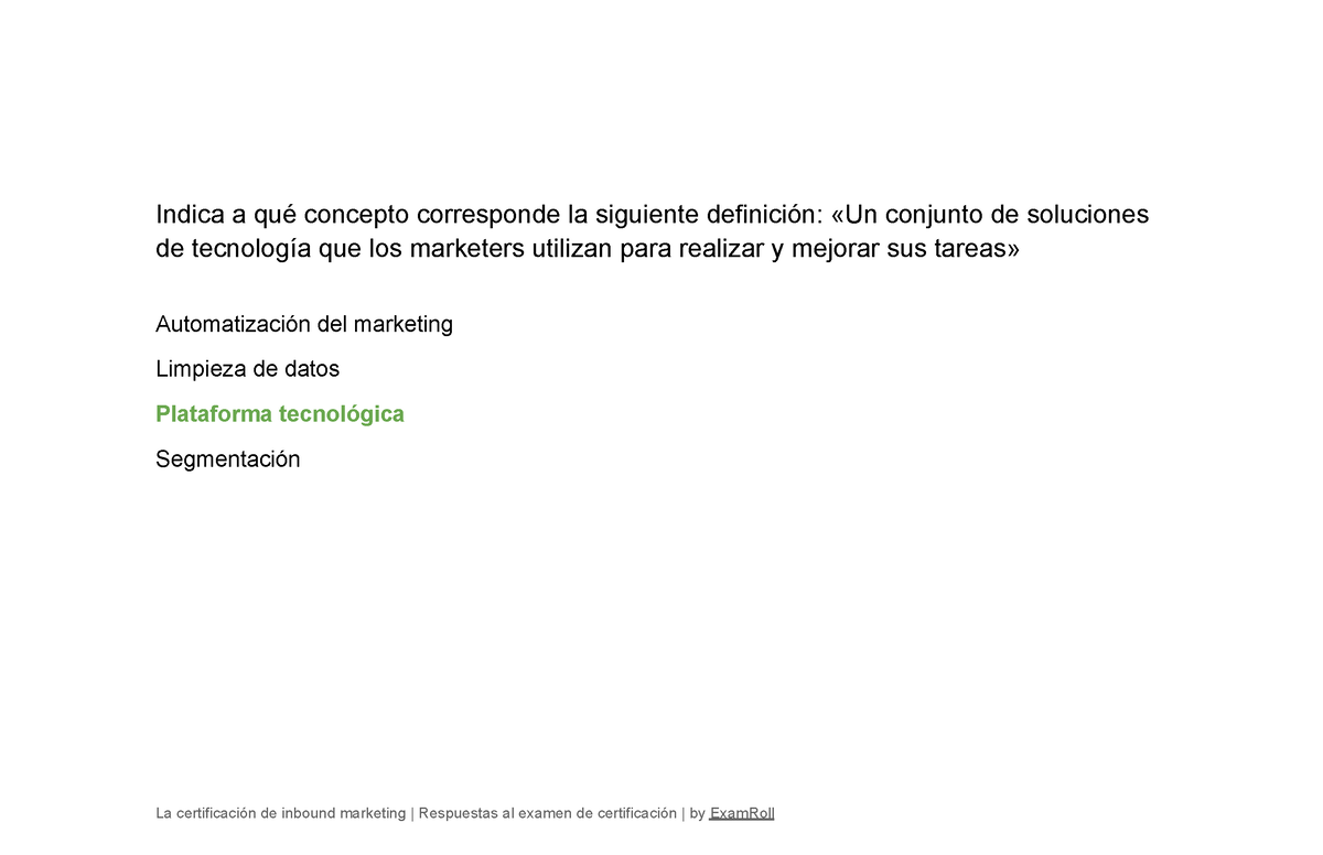 Respuestas Examen Para Certificacion De Inbound Marketing Indica A