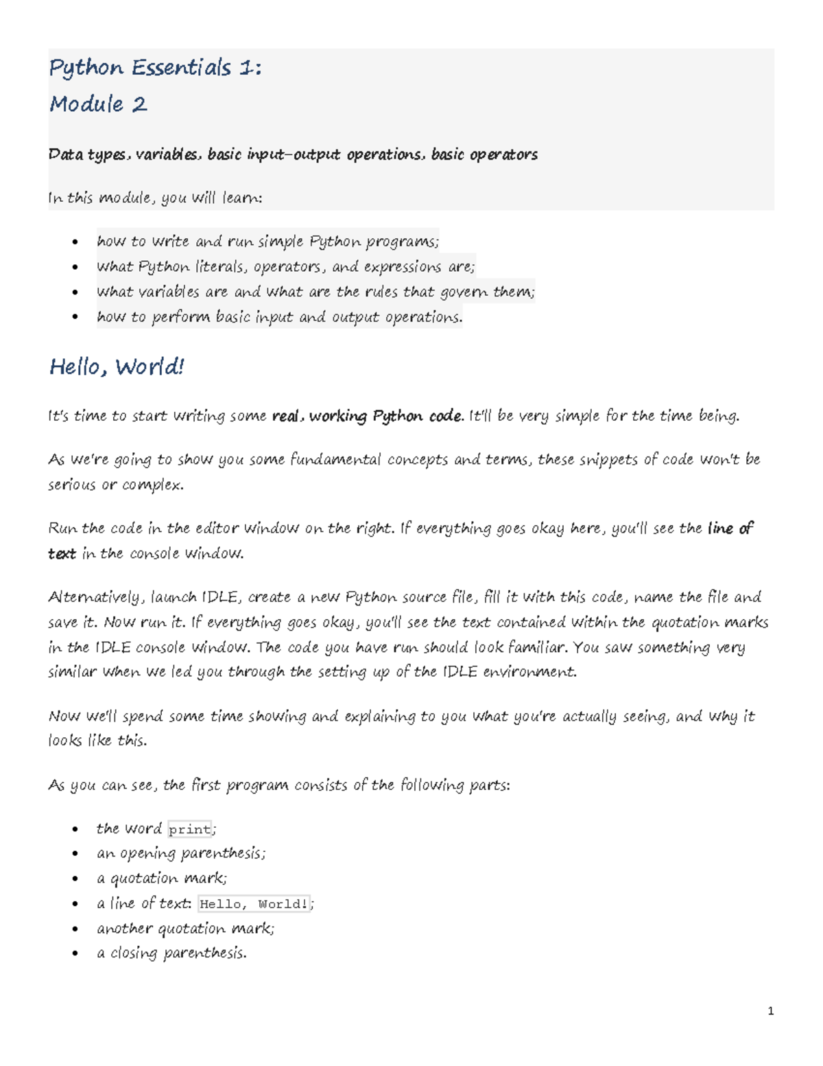 Feismo - Python program - Python Essentials 1: Module 2 Data types ... image.
