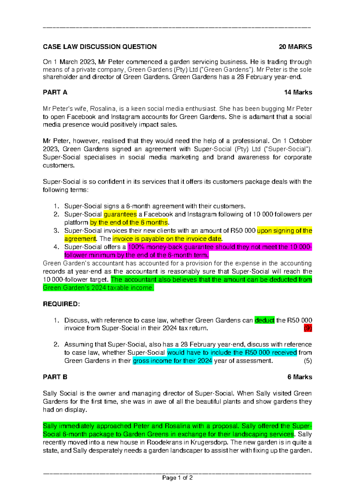 Case Law - Issue Identification - Page 1 of 2 CASE LAW DISCUSSION ...