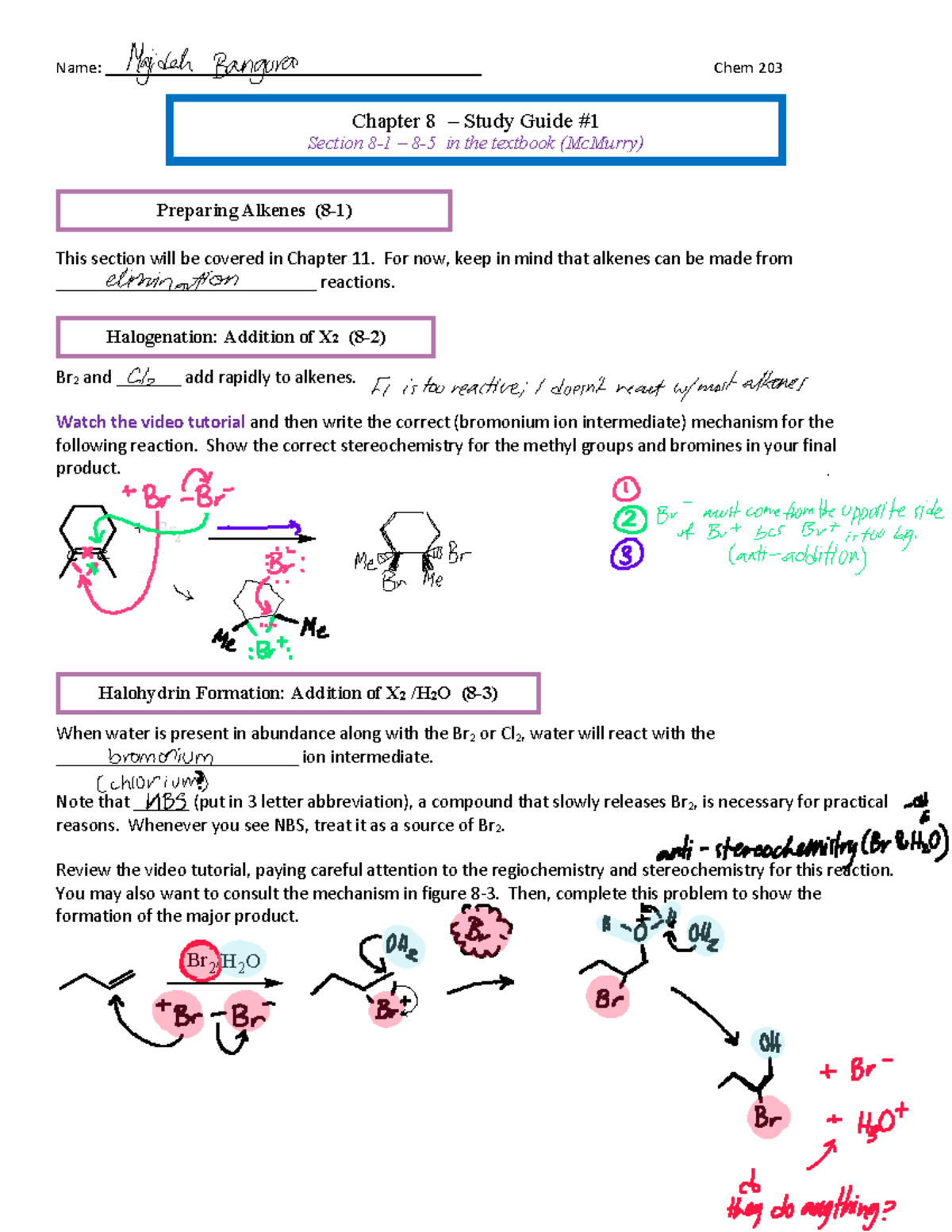 Annoyed - Chapter 8 Study Guide #1 Mc Murry - Name