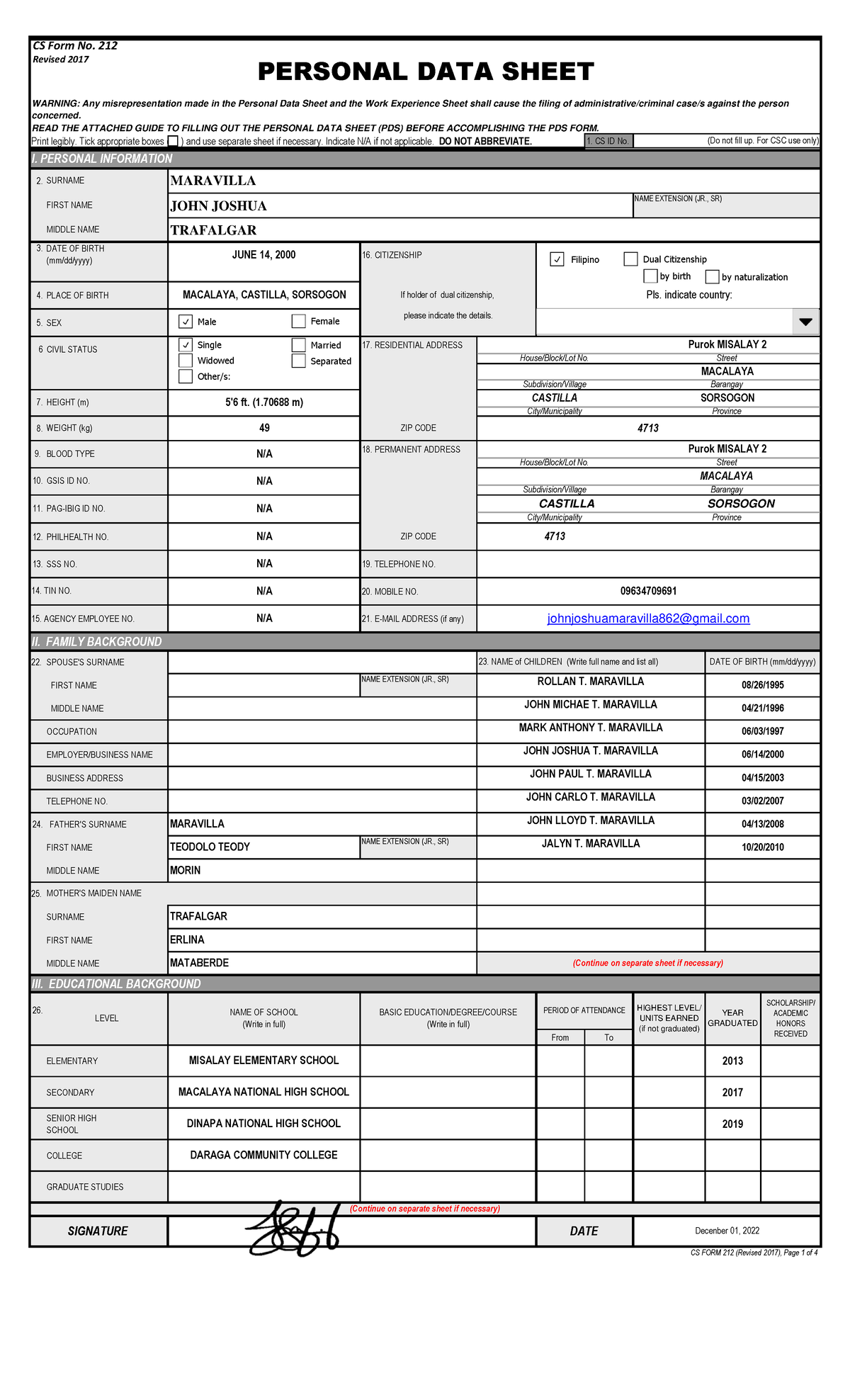 CS-Form-No - Wala lang - Print legibly. Tick appropriate boxes ( ) and ...