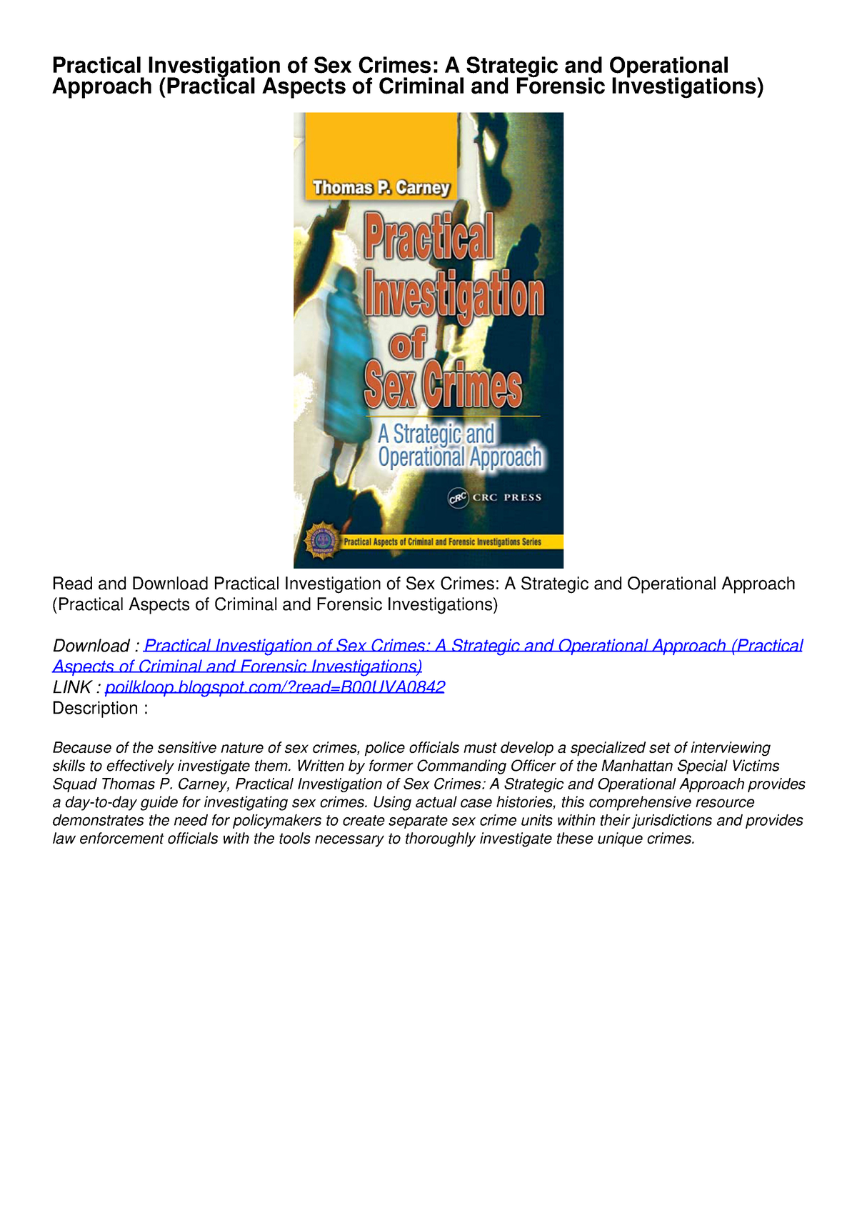 Pdf Practical Investigation Of Sex Crimes A Strategic And Operational Appr Blogspotread 2794