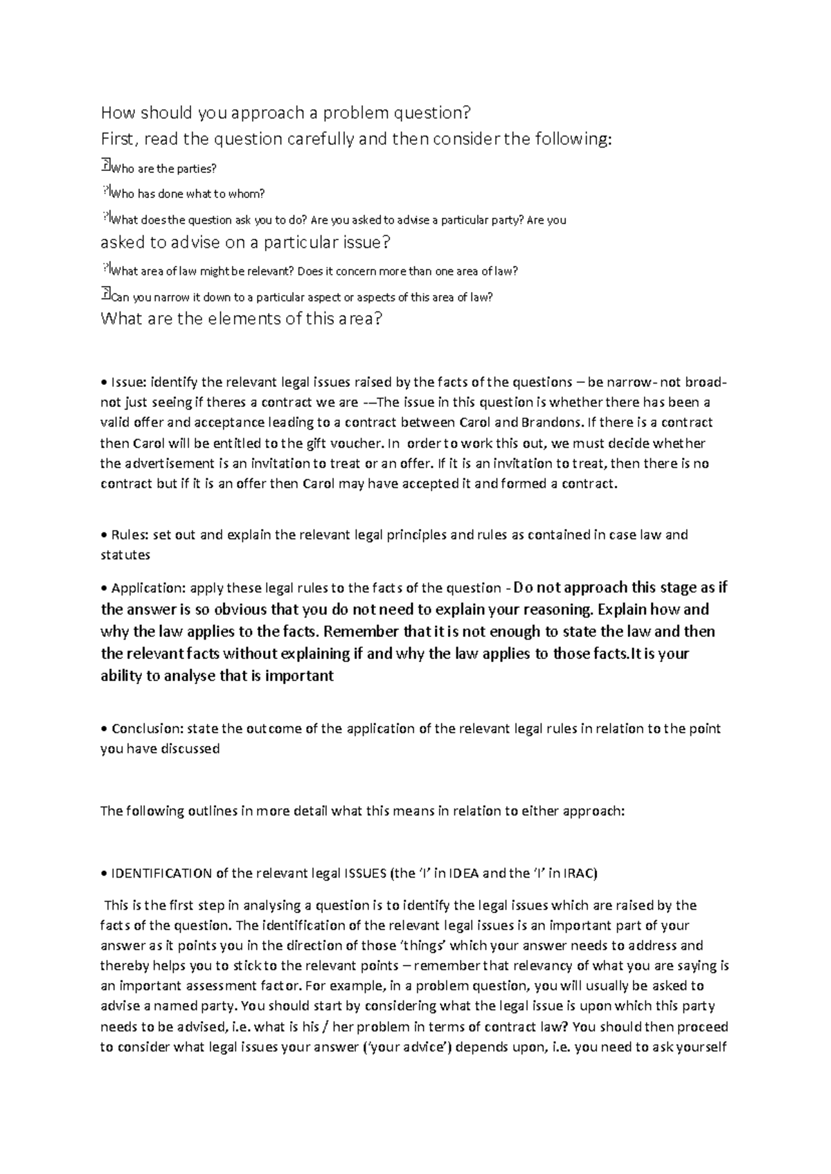 Problem q structure - How should you approach a problem question? First ...