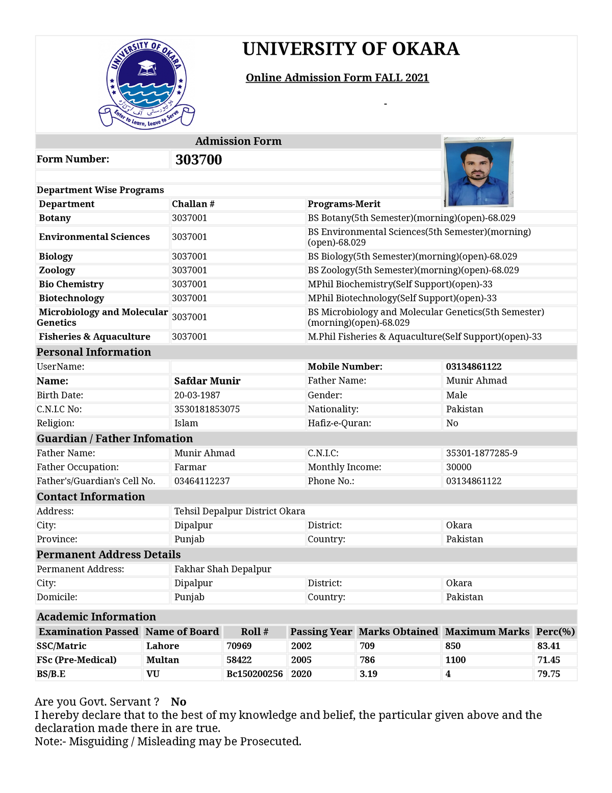 Admissions.uo Uo is good uni Admission Form Form Number Department