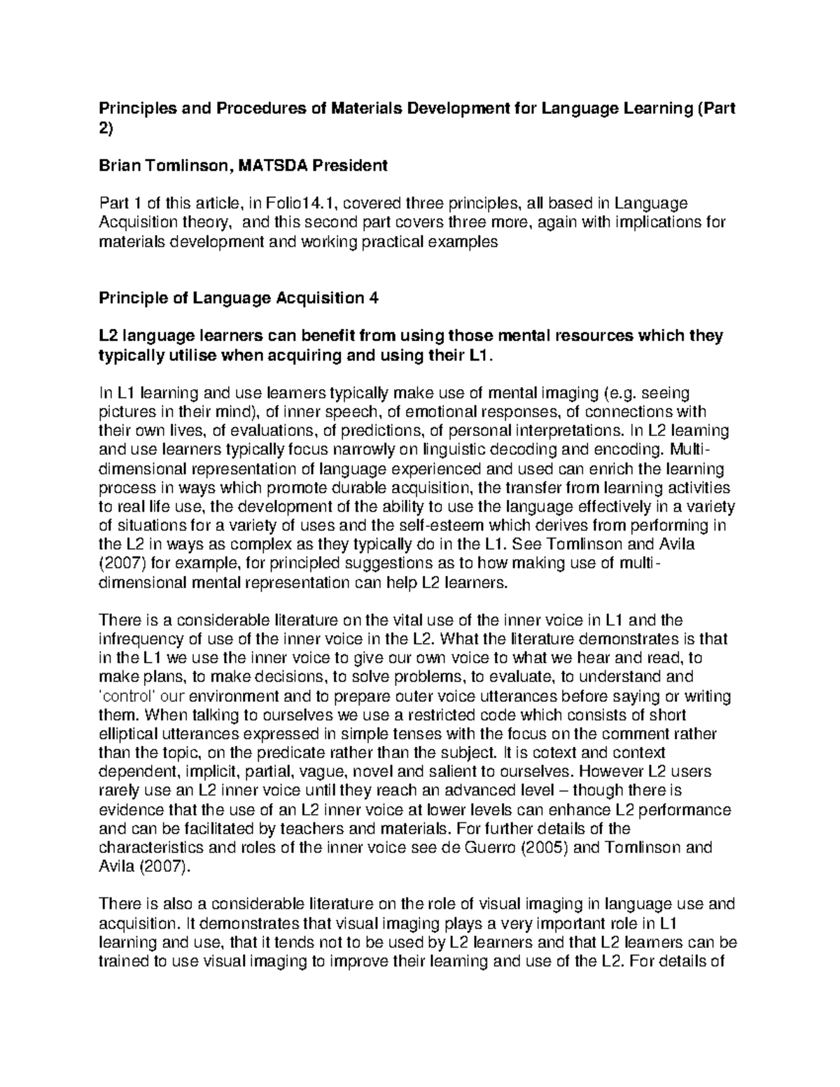 Foliosampletomlinson Principles and Procedures of Materials
