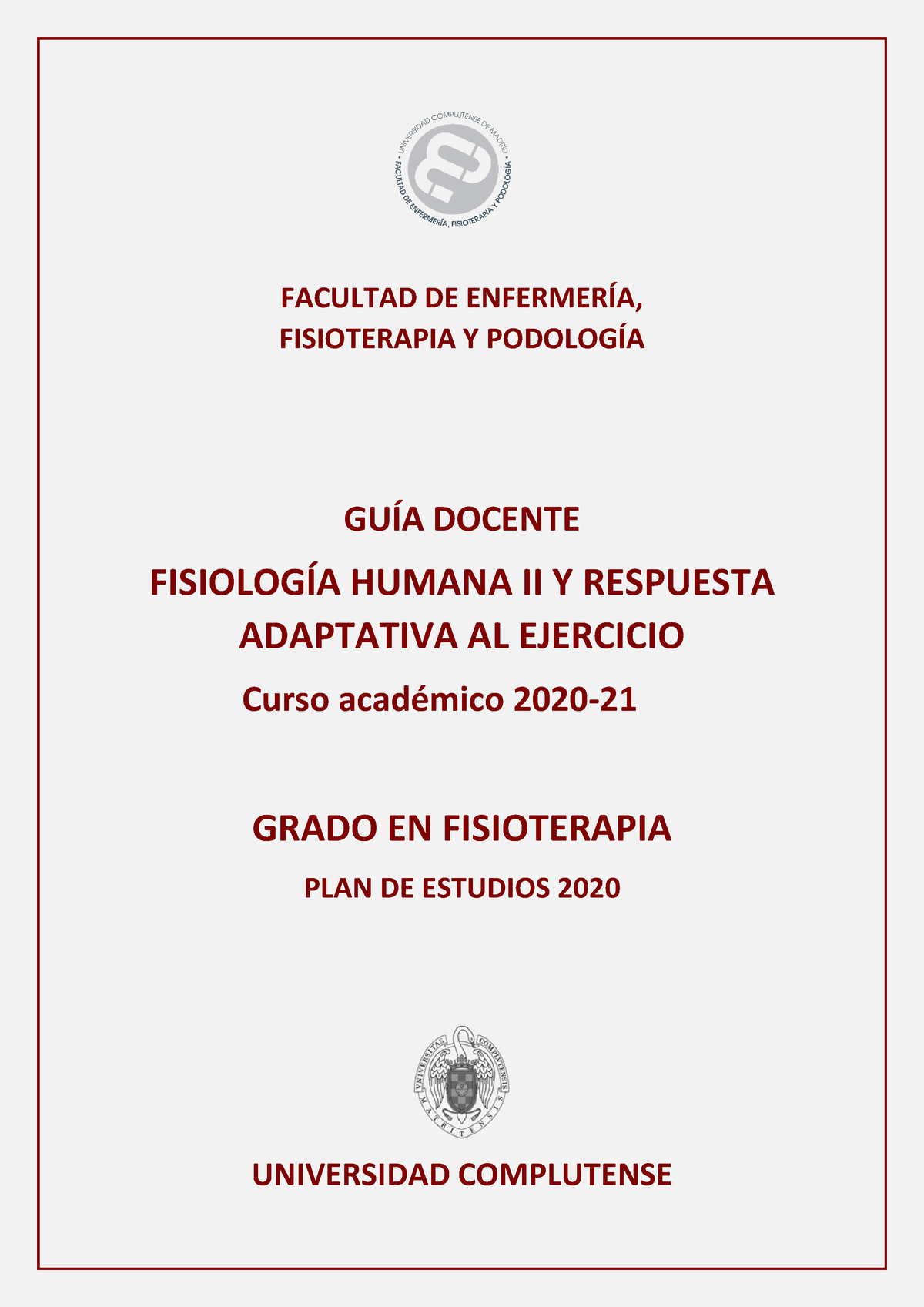 Fisiolog Ía Humana Ii Y Respuesta Adaptativa Al Ejercicio - FACULTAD DE ...