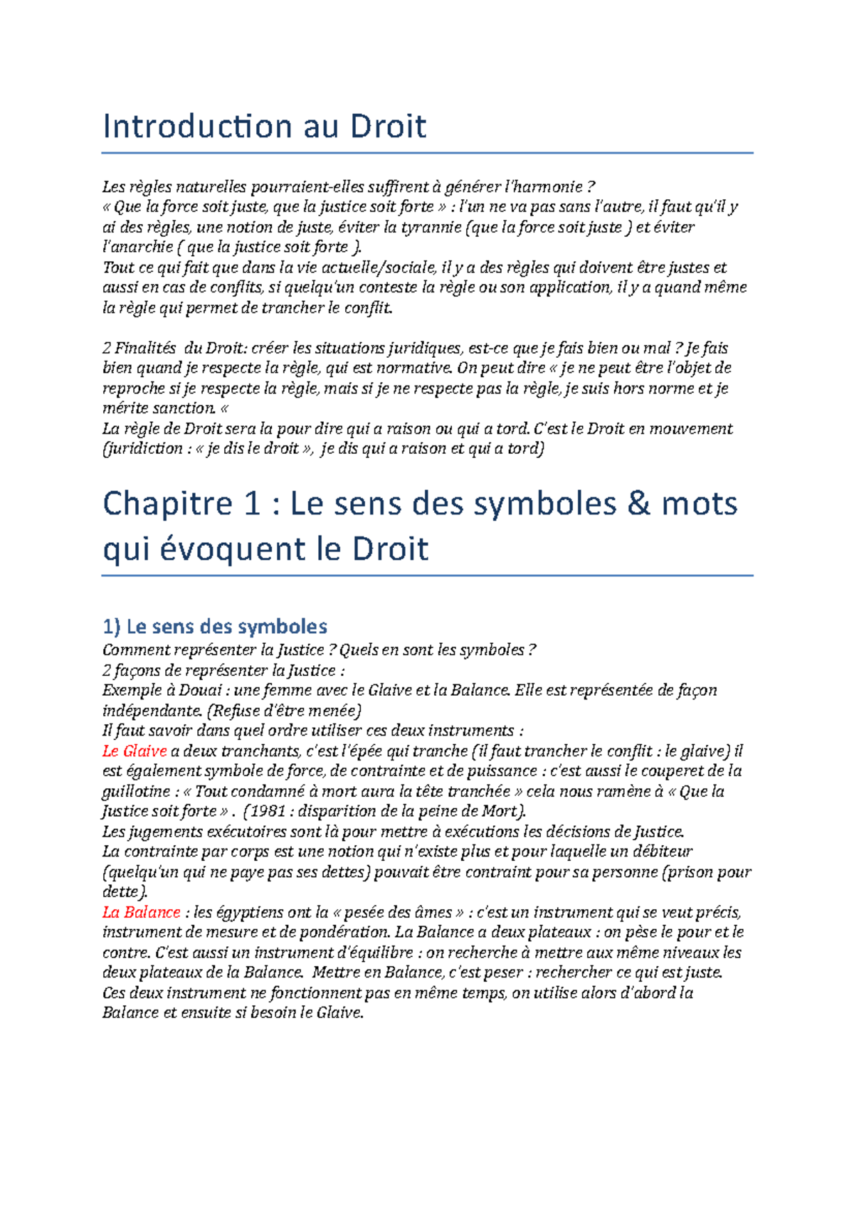 Chapitre 1+2 - Notes de cours 1 - Introduction au Droit Les règles ...