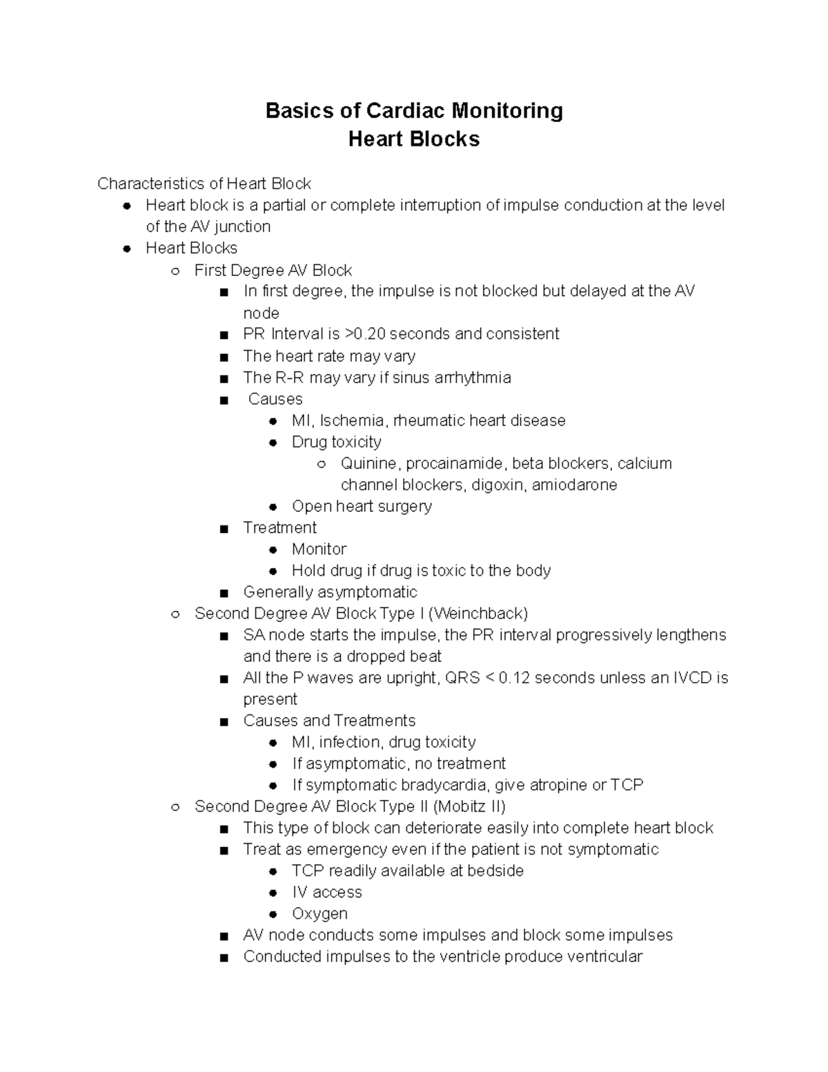 Cardiac Monitoring Heart Block Basics of Cardiac Monitoring Heart