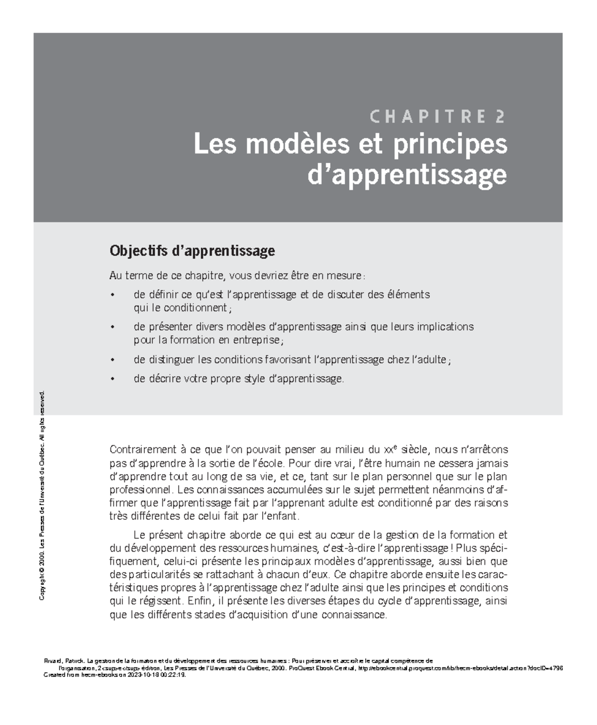 La gestion de la formation et du développement des - Chapitre 2 Les ...