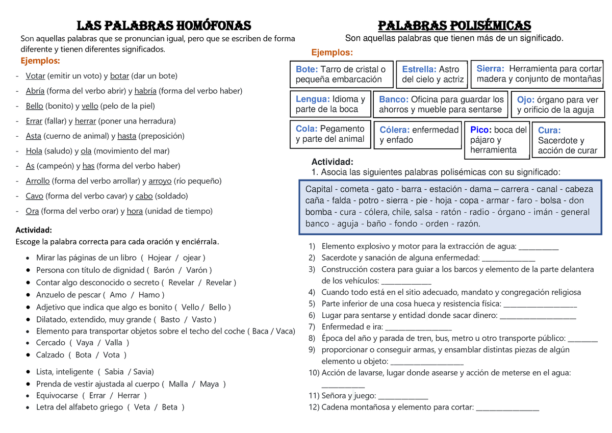 Tema 10 Y 11 - ..... - Las Palabras Homófonas Son Aquellas Palabras Que ...