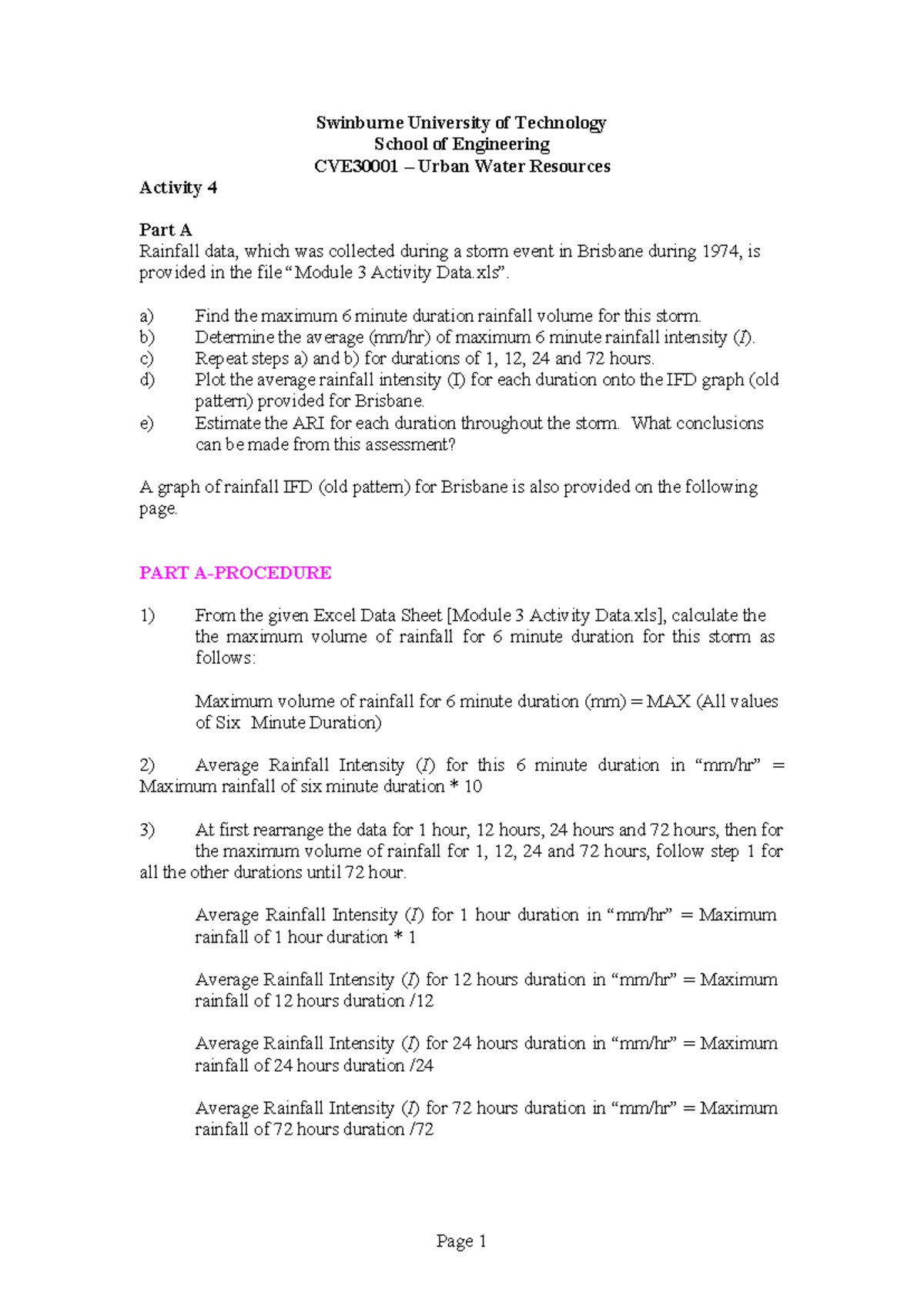 Activity 4 Procedures - Swinburne University of Technology School of ...