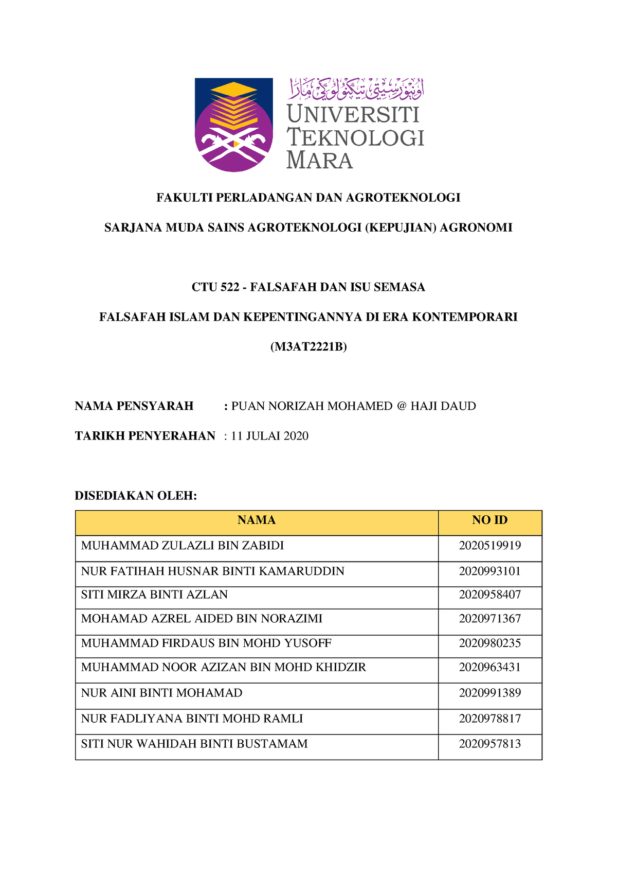 CTU 552 Falsafah DAN ISU Semasa - FAKULTI PERLADANGAN DAN AGROTEKNOLOGI ...