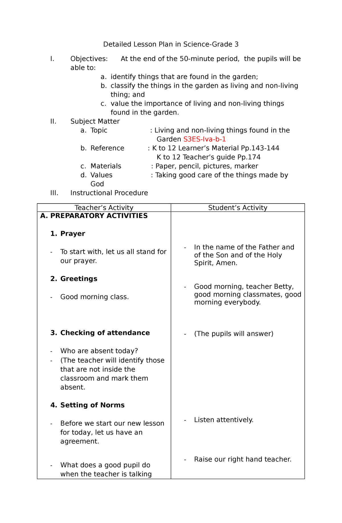 Detailed Lesson Plan In Science 3 Detailed Lesson Plan In Science 