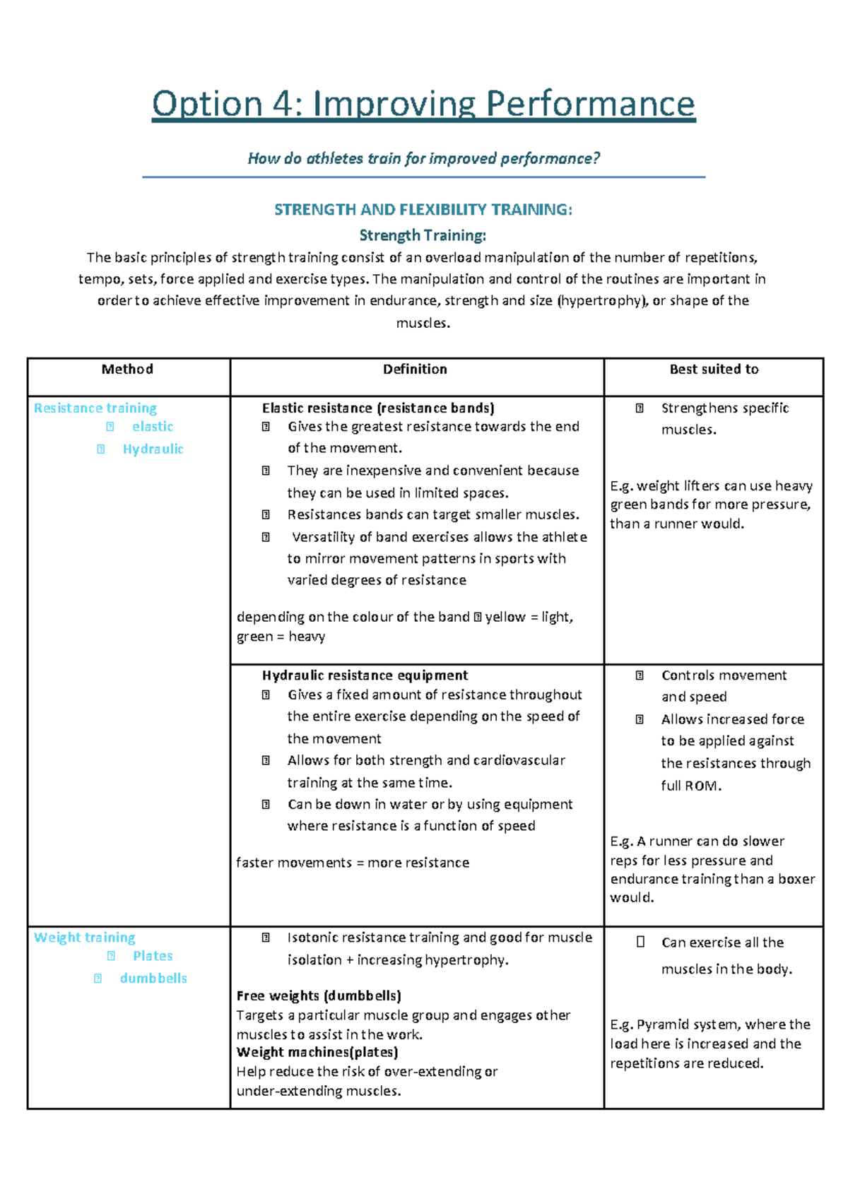Detailed Note on Option 4 Improving Performance - Option 4: Improving ...