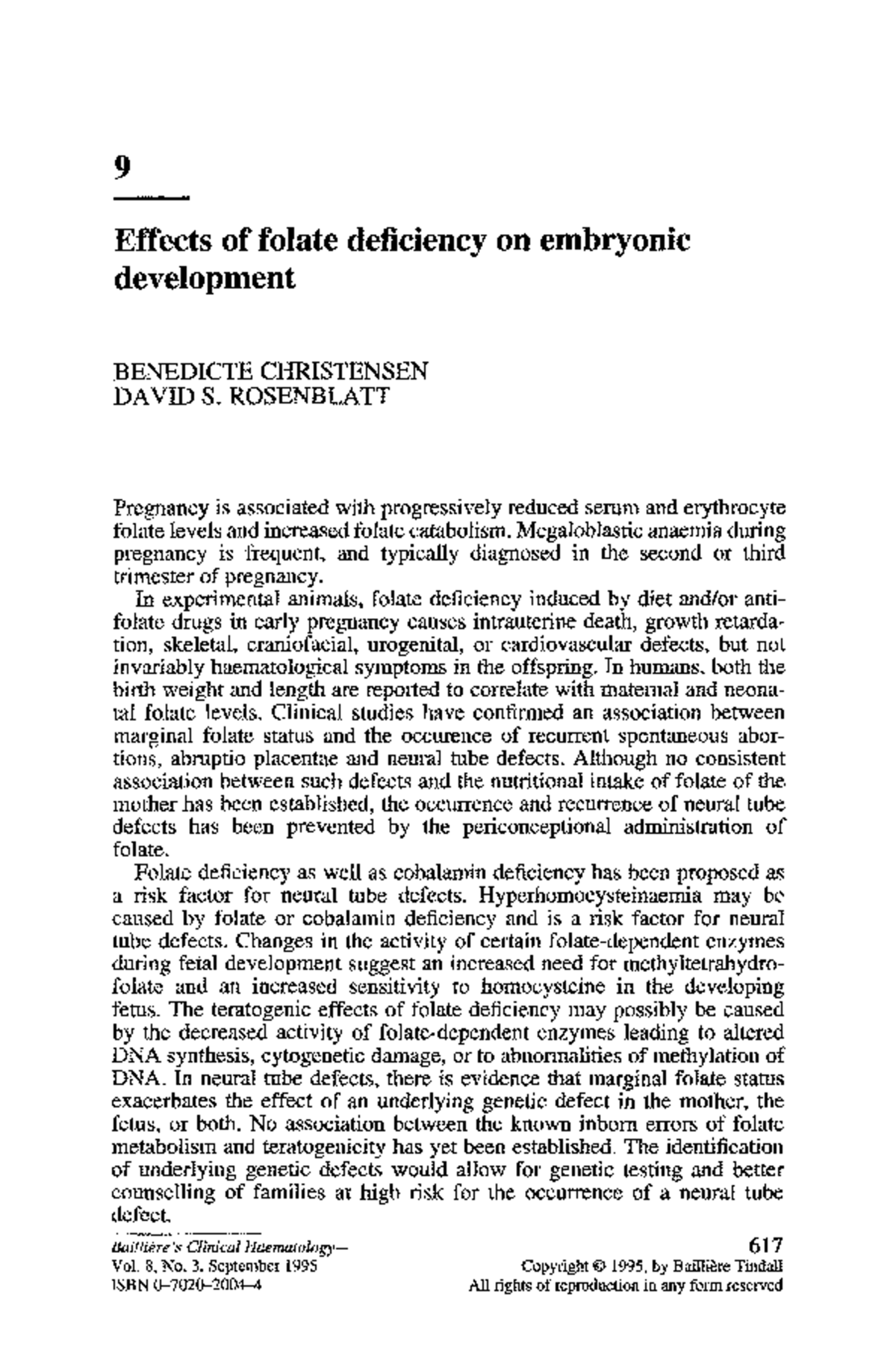 Acid folic embryology - 9 Effects of folate deficiency on embryonic ...