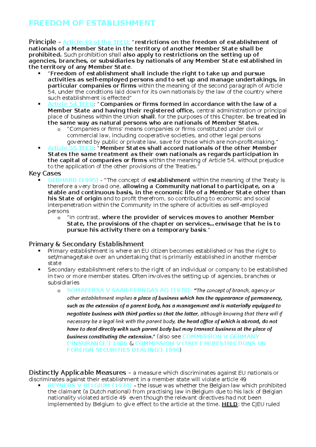 Freedom OF Establishment - FREEDOM OF ESTABLISHMENT Principle – Article ...