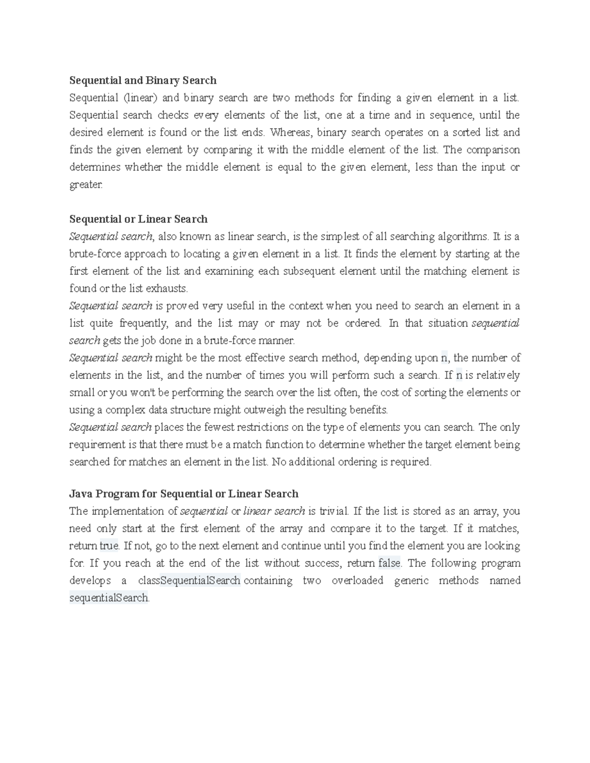 Linear and Binary Search - Sequential and Binary Search Sequential ...
