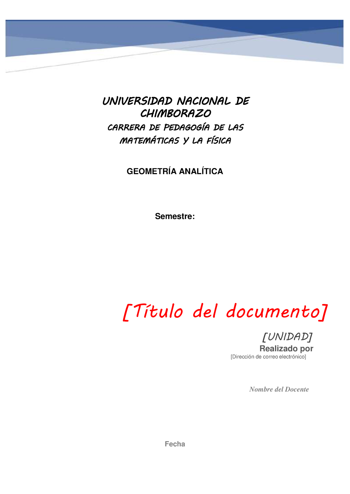 Formato para entregar trabajos-geometría analitica - UNIVERSIDAD ...