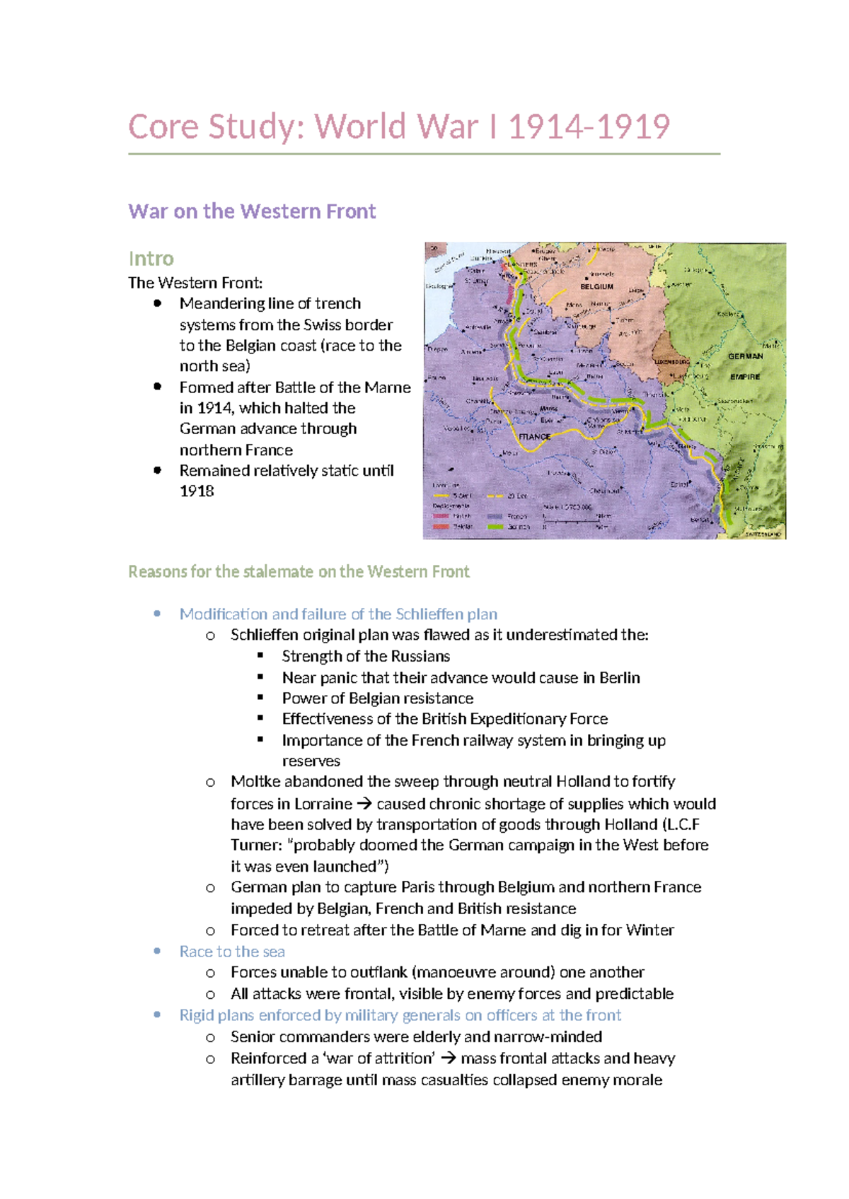 World War 1 notes - ..this is just random - Core Study: World War I ...