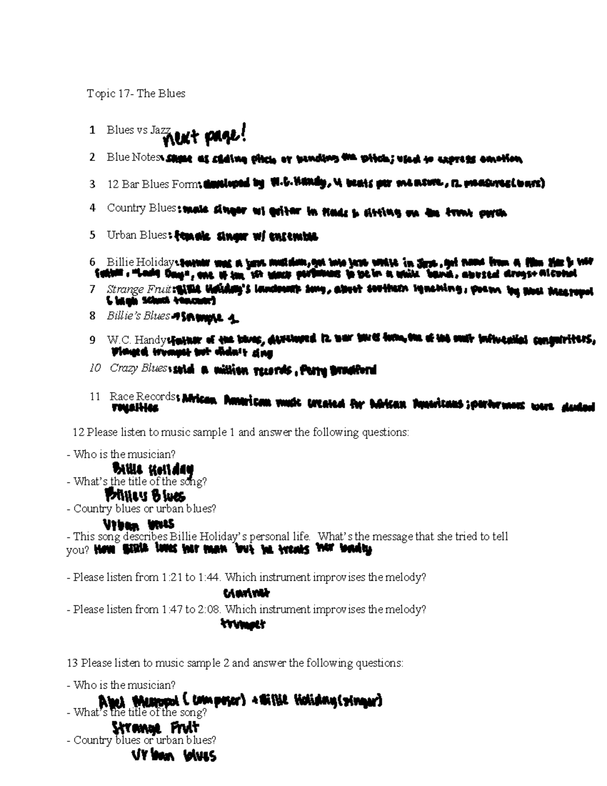 Music Appreciation Notes Topic 17 - ####### Topic 17- The Blues ...