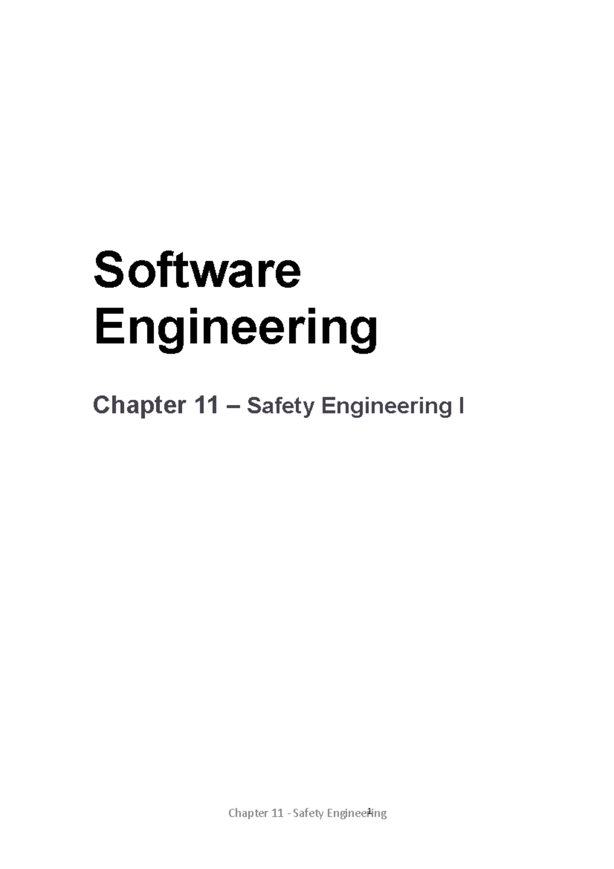 Software Engineering - Ch12 Safety Engineering Lecture 1 - Software ...