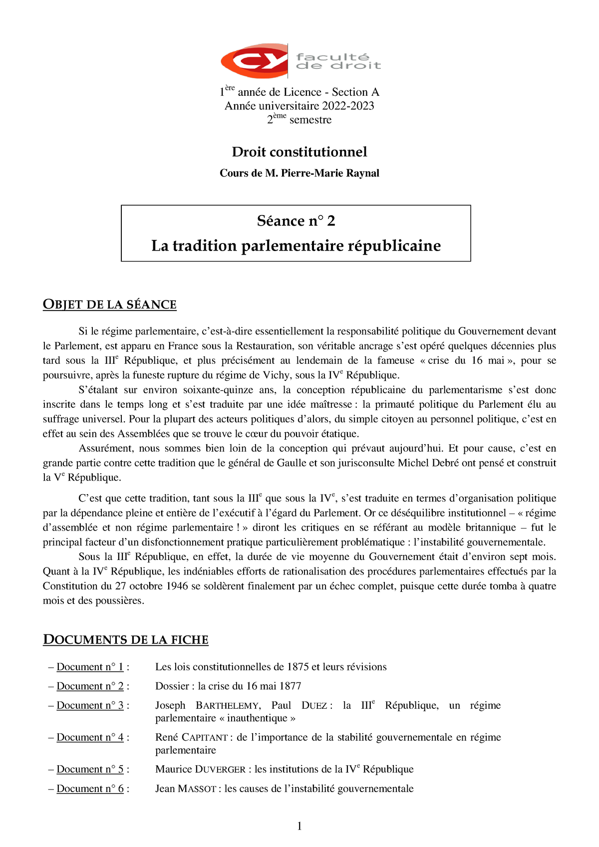 Td Constit 1 - 1 ère Année De Licence - Section A Année Universitaire ...