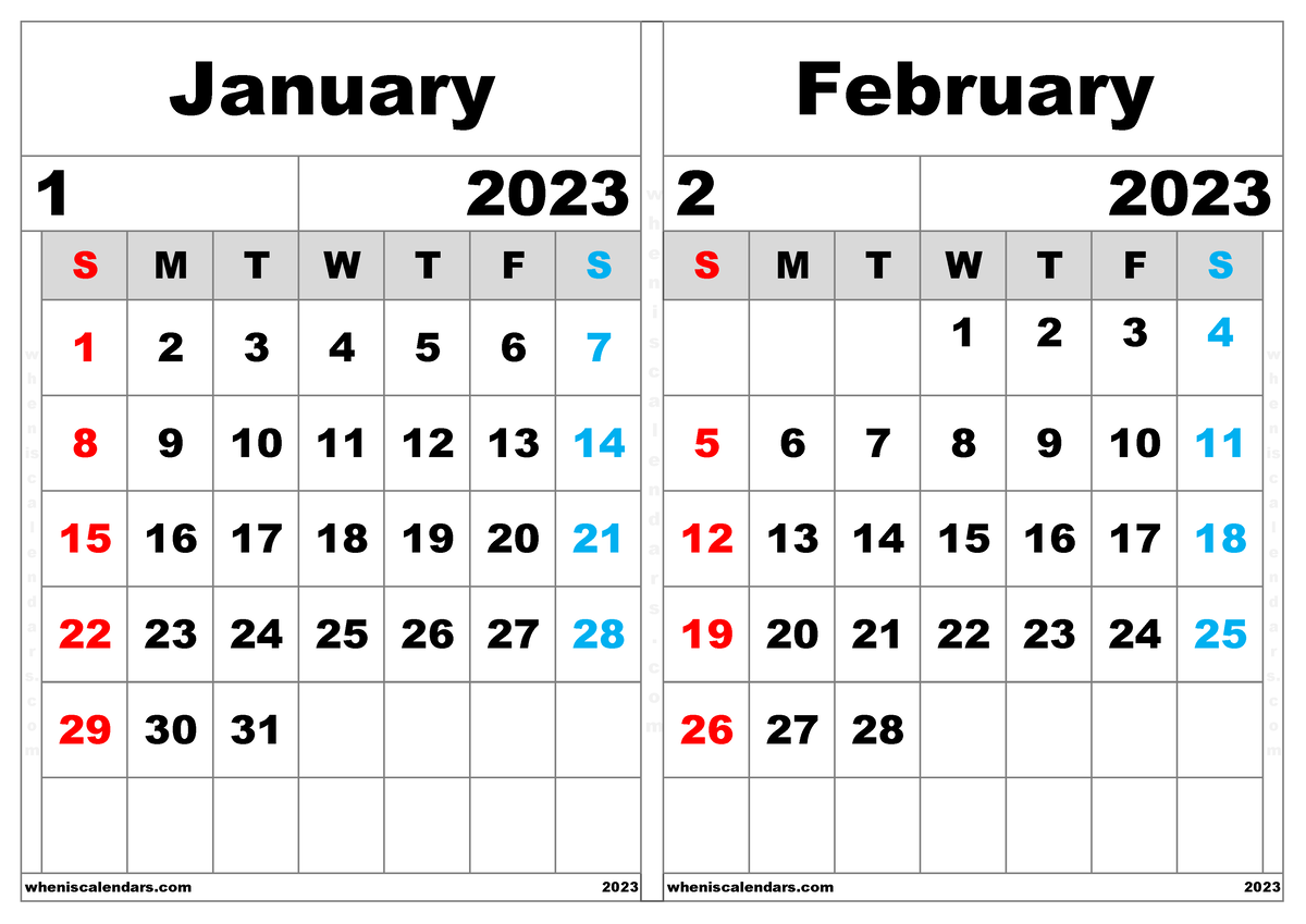 2023 Calendar - January w h e n i s c a l e n d a r s. c o m February 1 ...