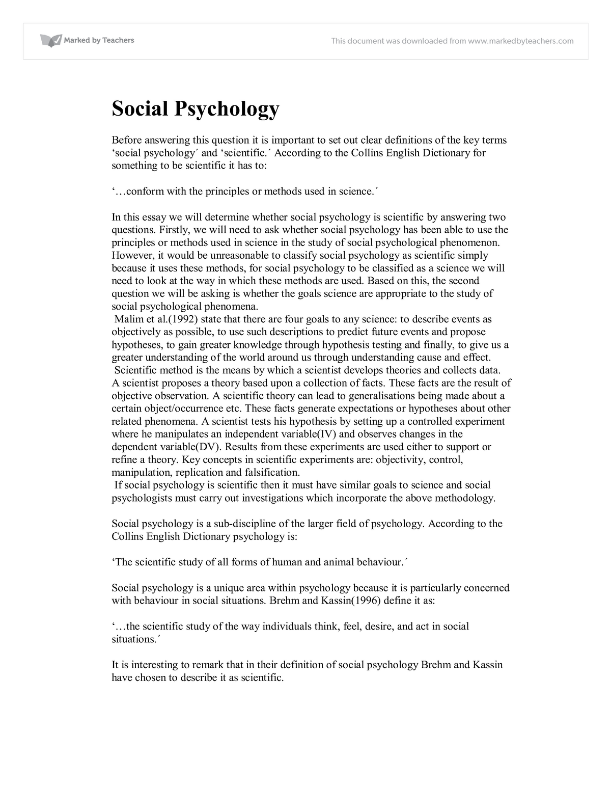 social psychology essay structure