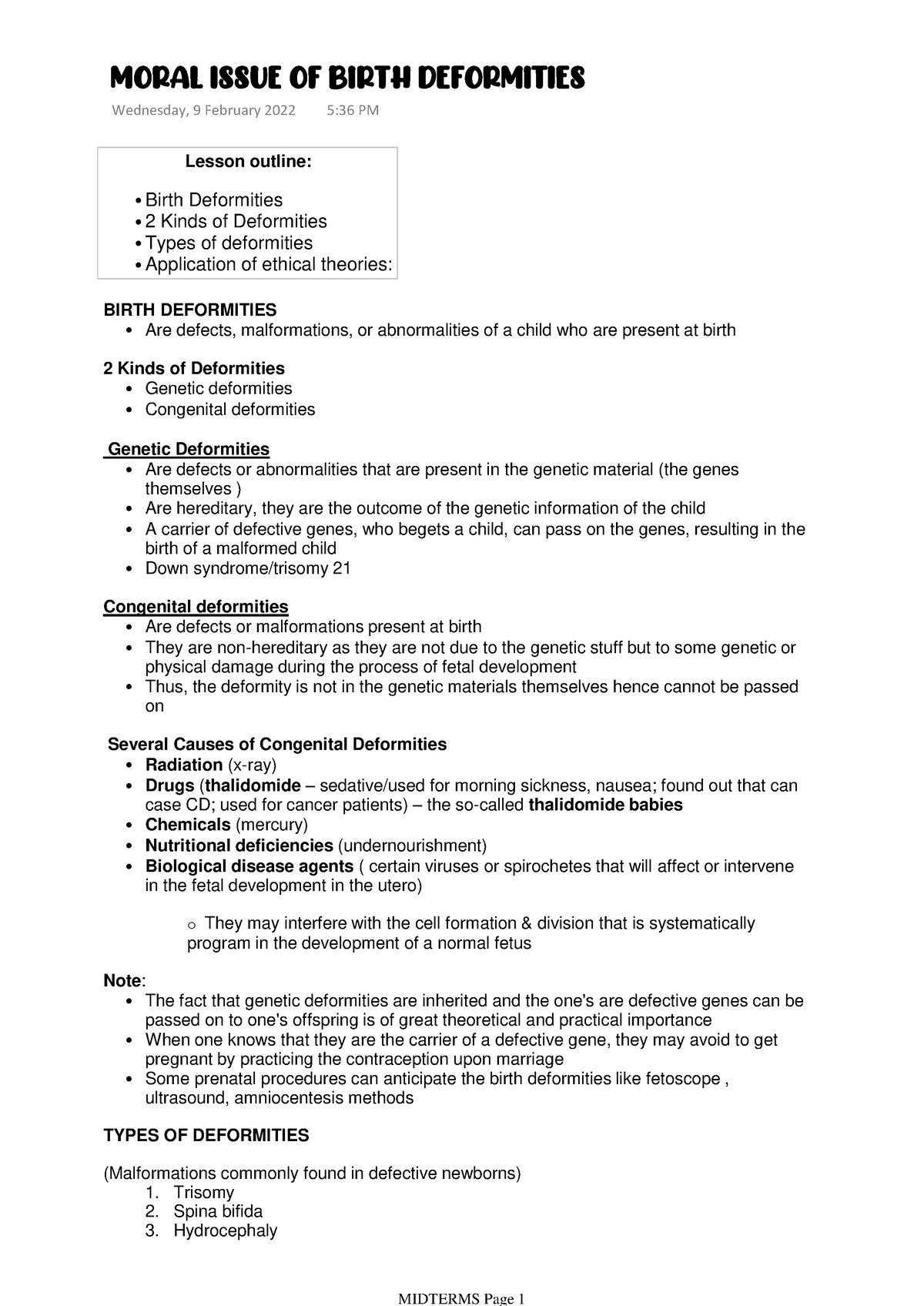 Health Care Ethics Moral Issue of Birth Deformities - Birth Deformities ...