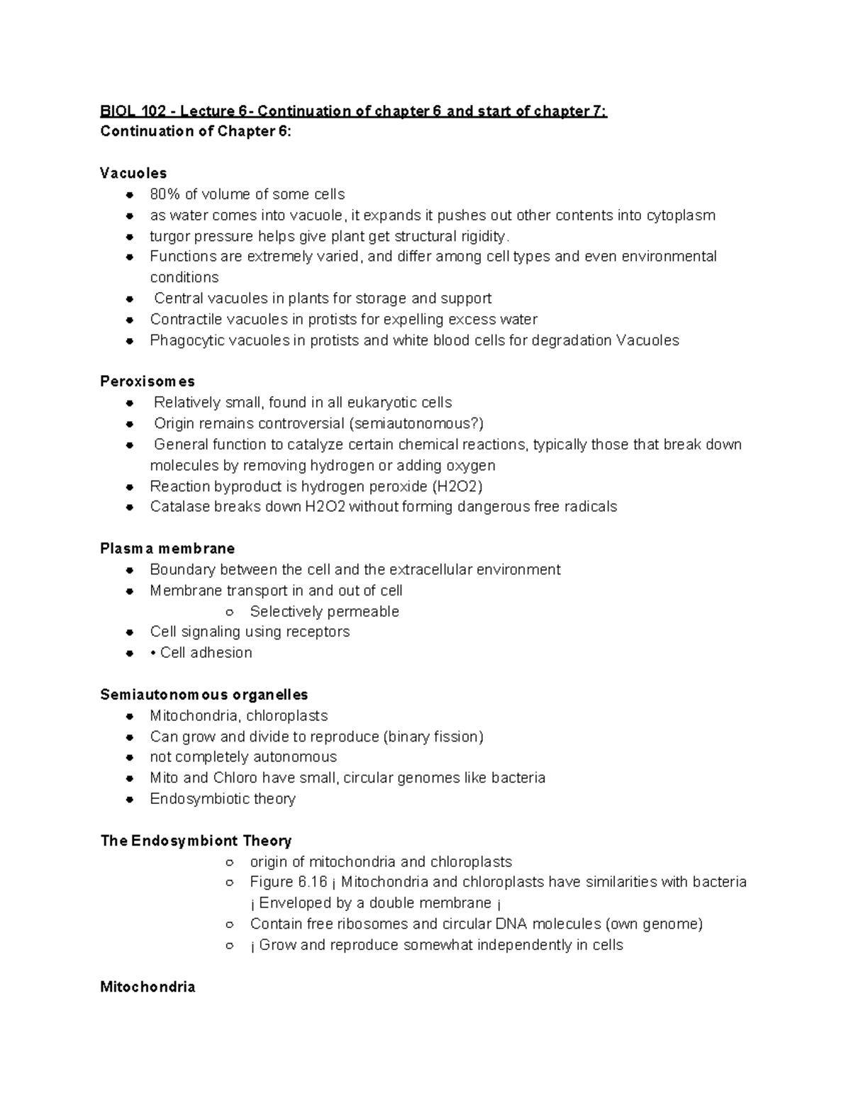 Bio 102 Lecture 6 Notes Biol 102 足 Lecture 6足 Continuation Of Chapter