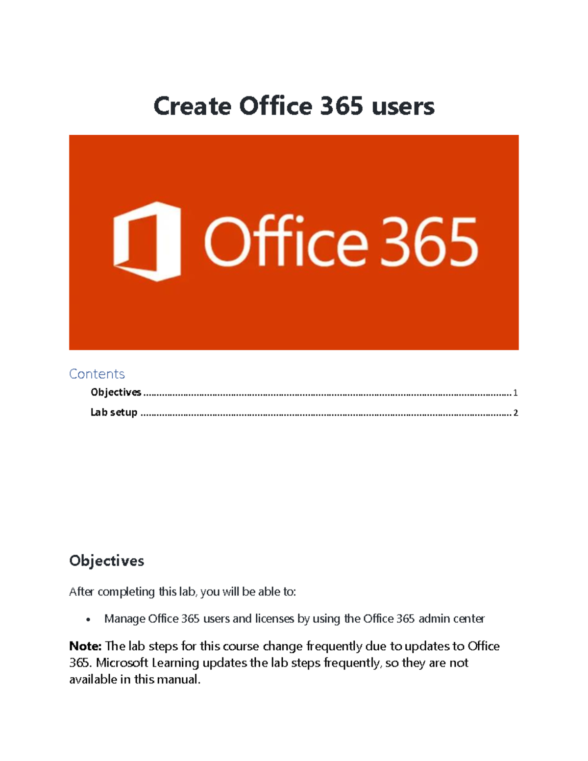 Create+Office+365+users+ - Create Office 365 users Contents Objectives ...