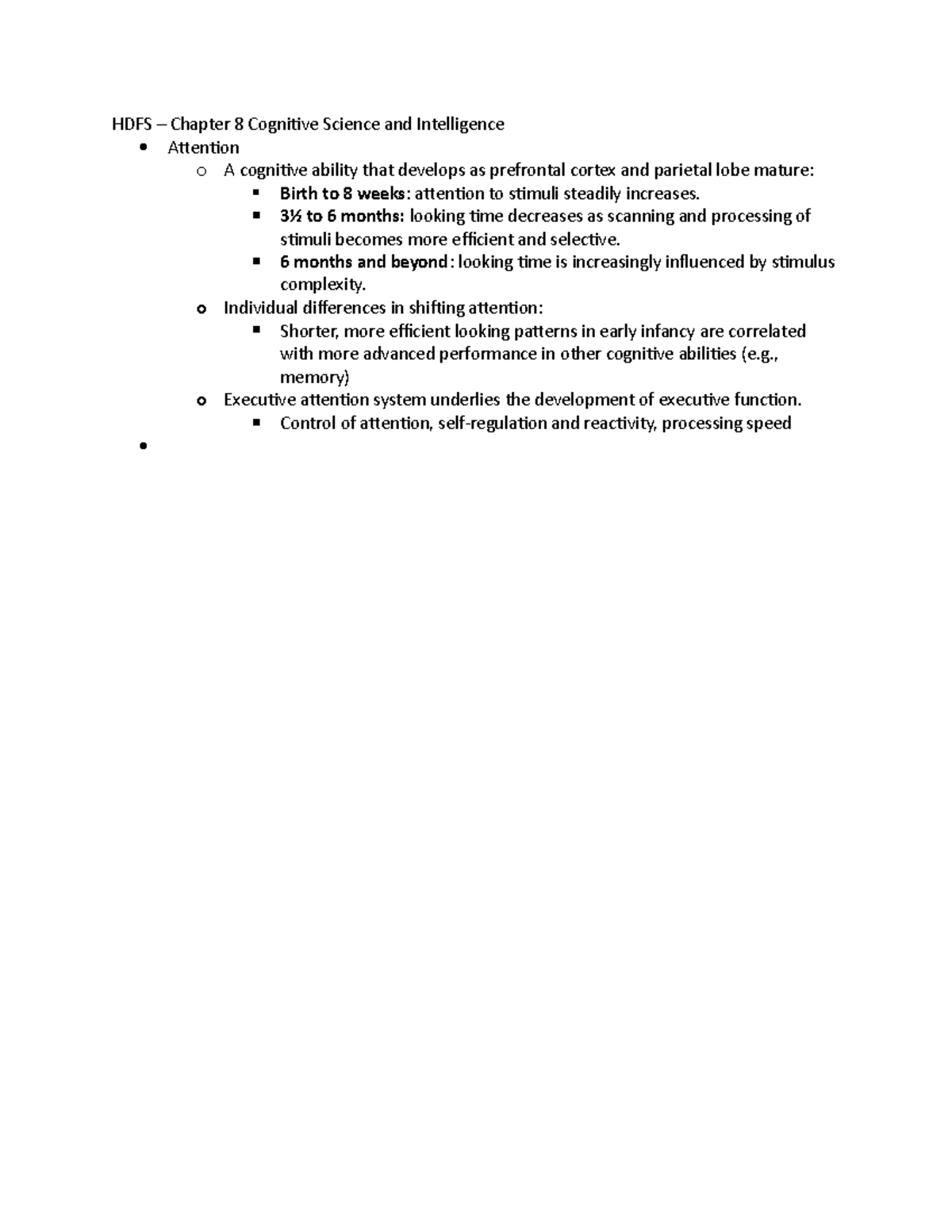 HDFS3900 - Ch. 8 - Chapter 8 Notes - HDFS – Chapter 8 Cognitive Science ...