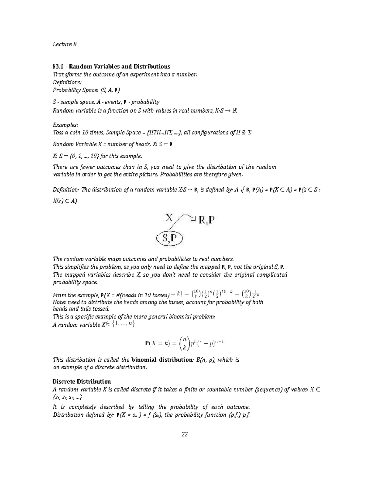 Random Variables and Distributions - Lecture 8 §3 - Random Variables ...