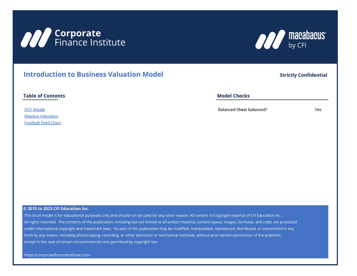 Business Valuation Model (Complete) - Introduction To Business ...