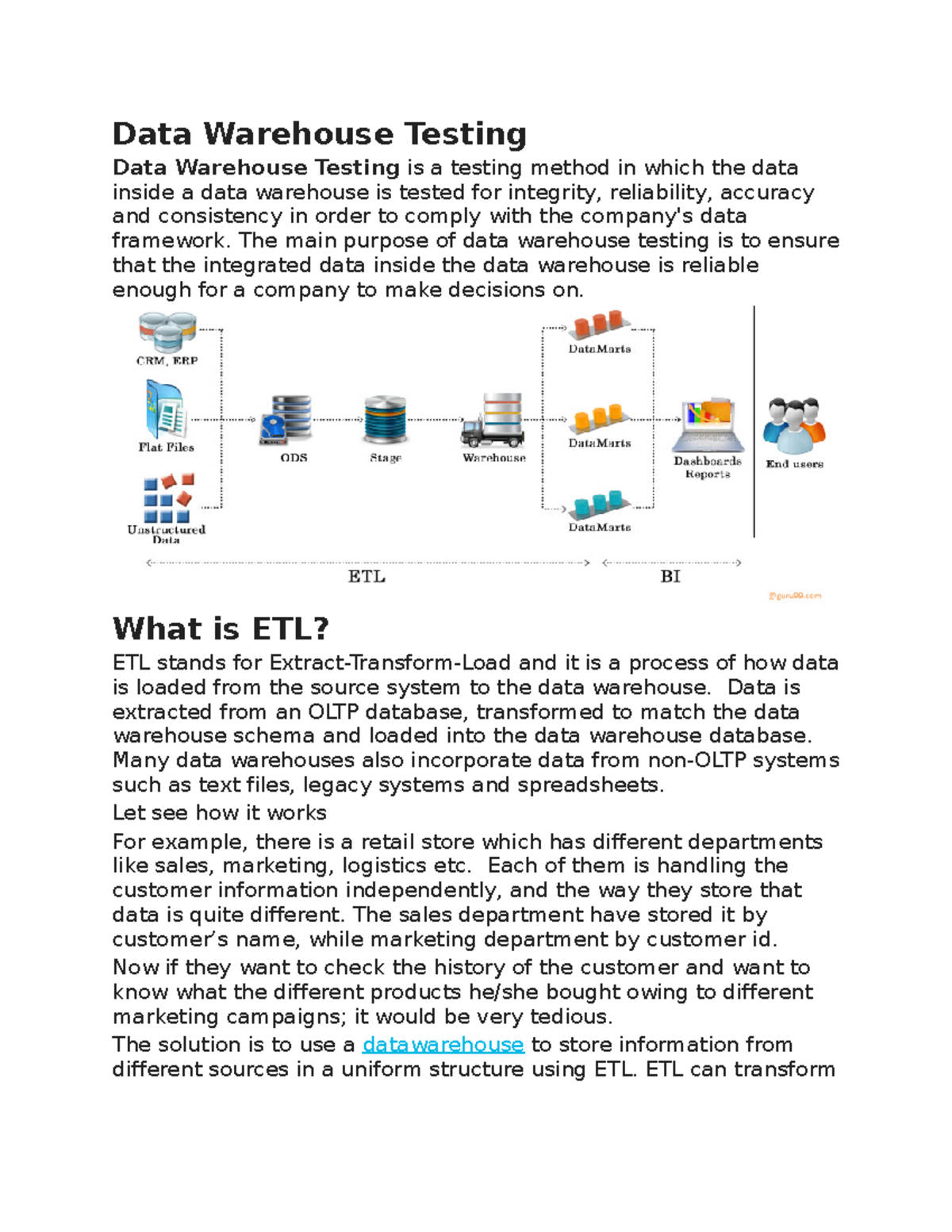 DWH ETL testing - Etl note - Data Warehouse Testing Data Warehouse ...