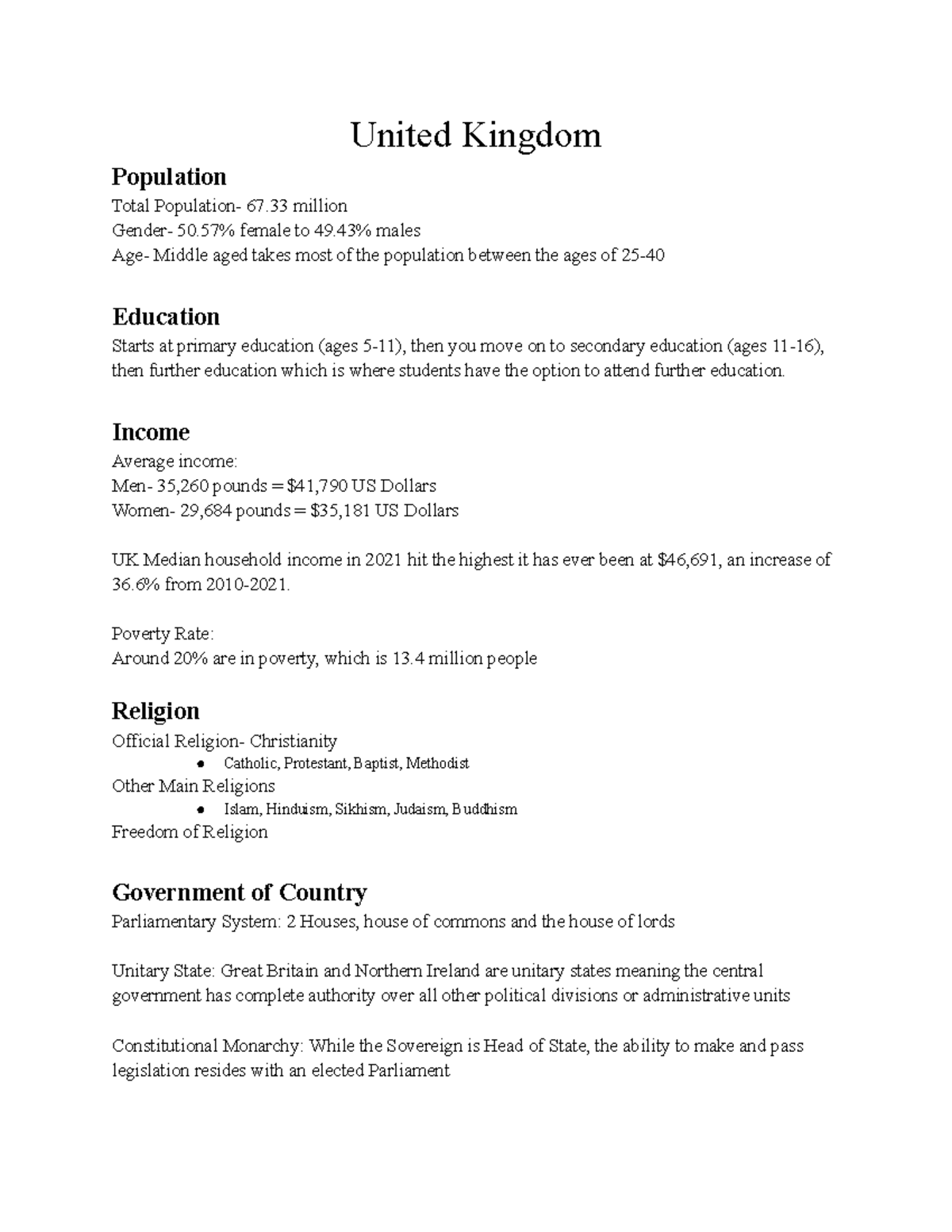 United Kingdom - United Kingdom Population Total Population- 67 million ...