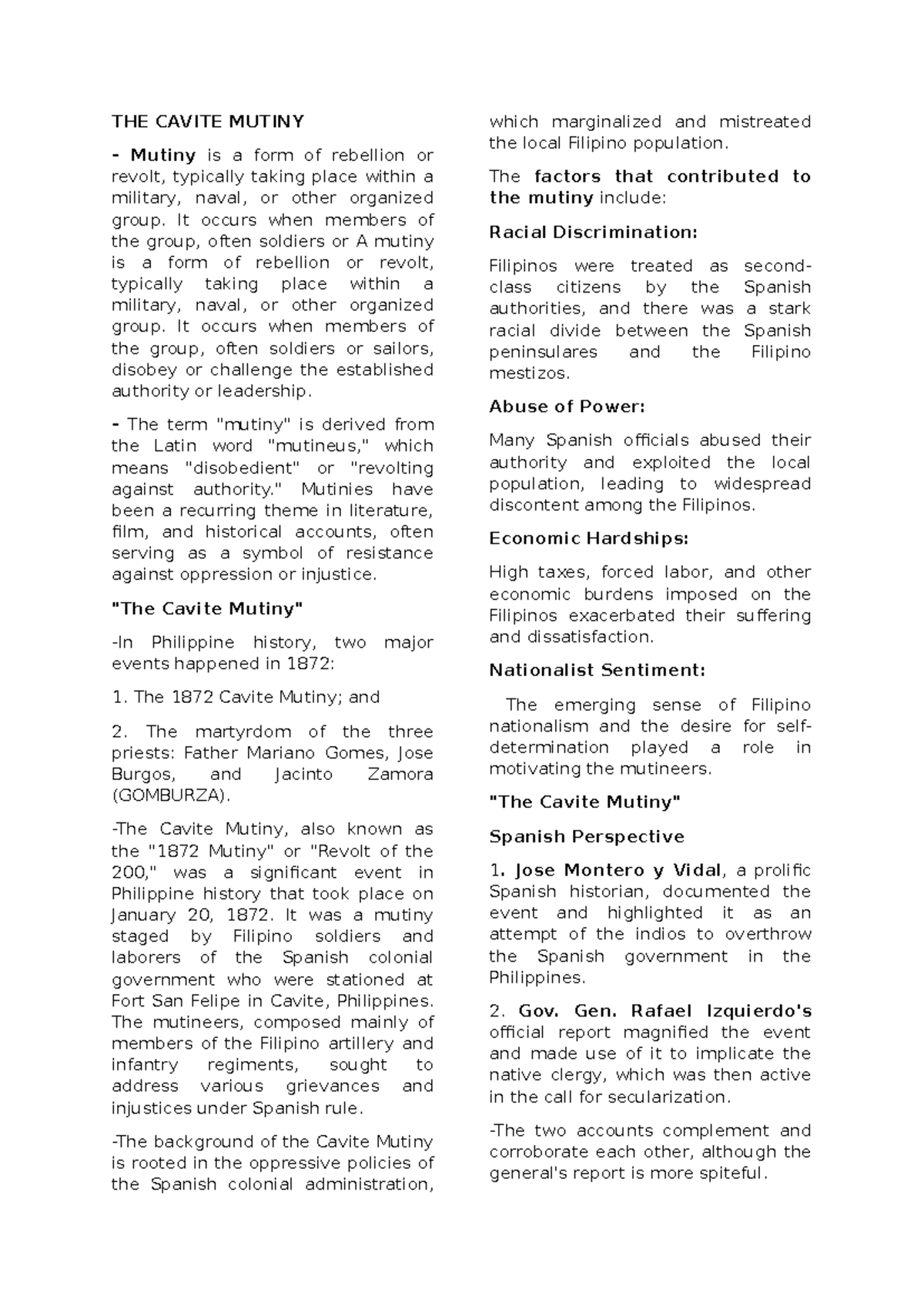 THE- Cavite- Mutiny - This can help - THE CAVITE MUTINY Mutiny is a ...