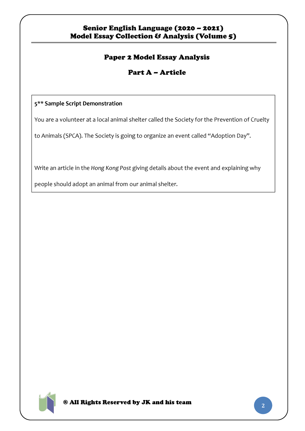 (1) Writing - Article - Paper 2 Model Essay Analysis Part A – Article 5 ...