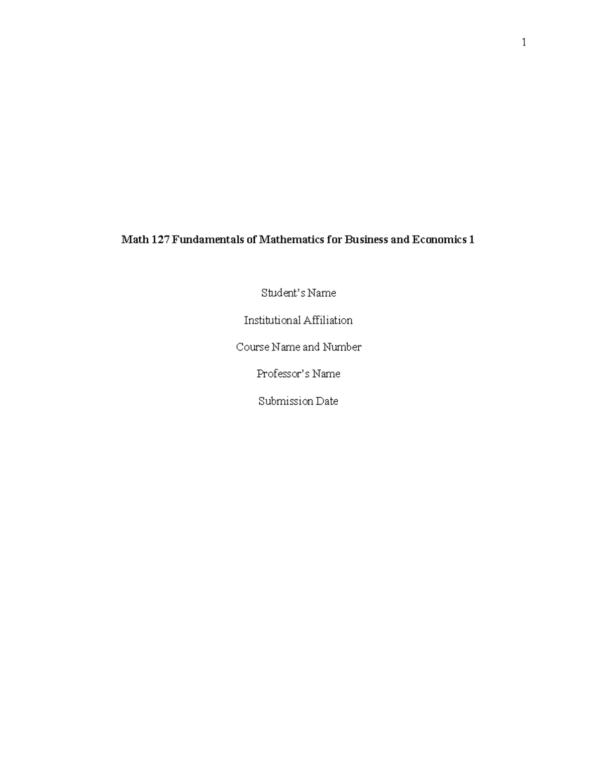 2971359 Math 127 Fundamentals of Mathematics for Business and Economics ...