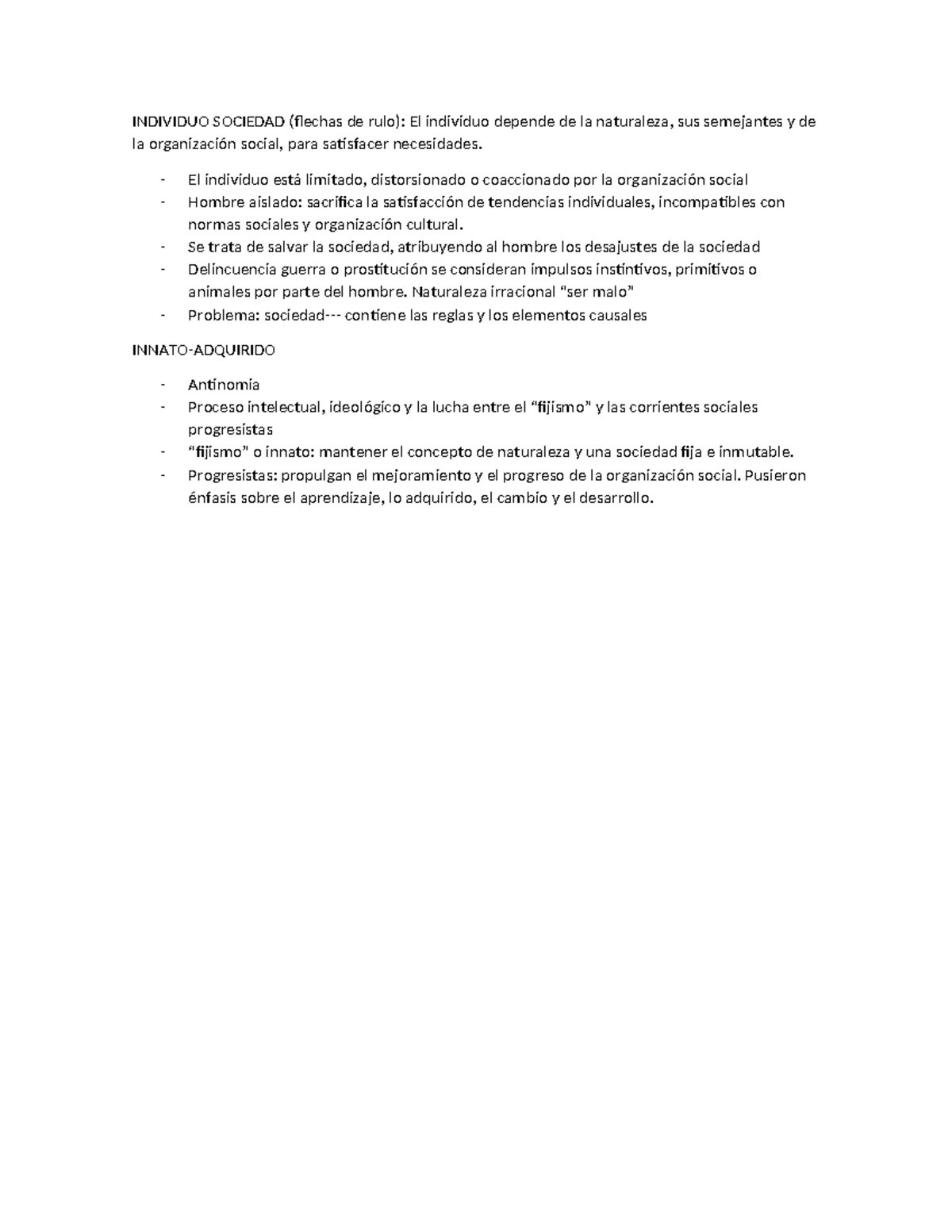 Individuo Sociedad - resumen - INDIVIDUO SOCIEDAD (flechas de rulo): El ...