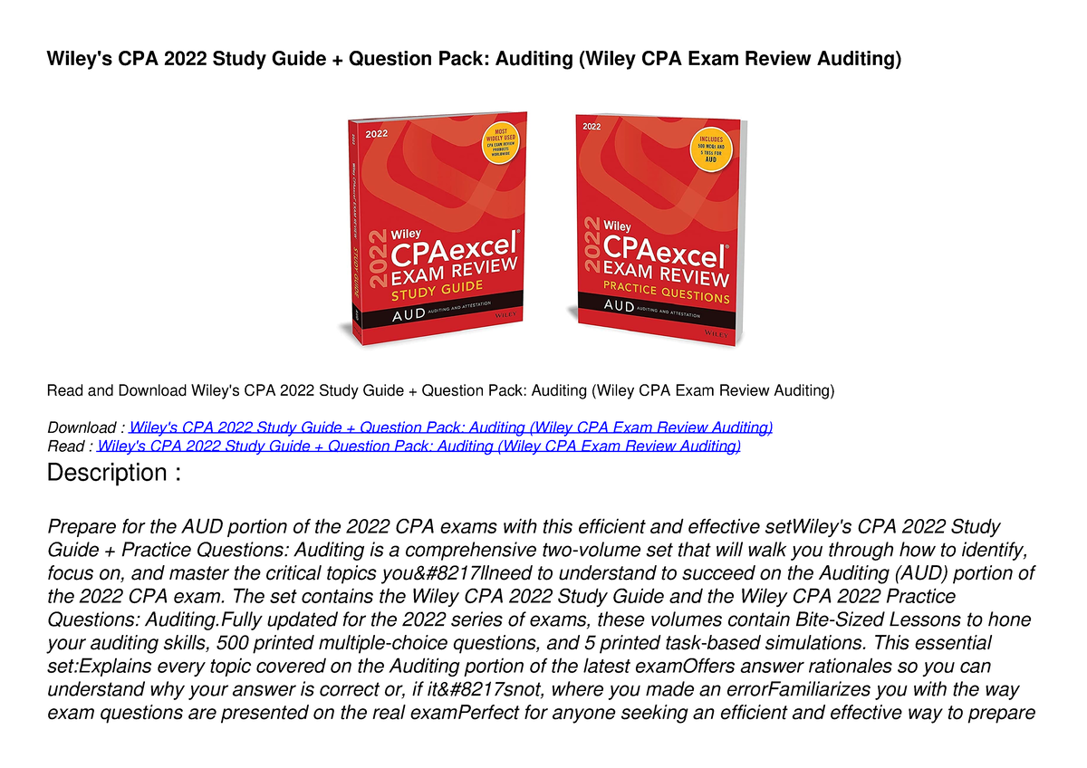 [READ DOWNLOAD] Wiley's CPA 2022 Study Guide + Question Pack: Auditing ...