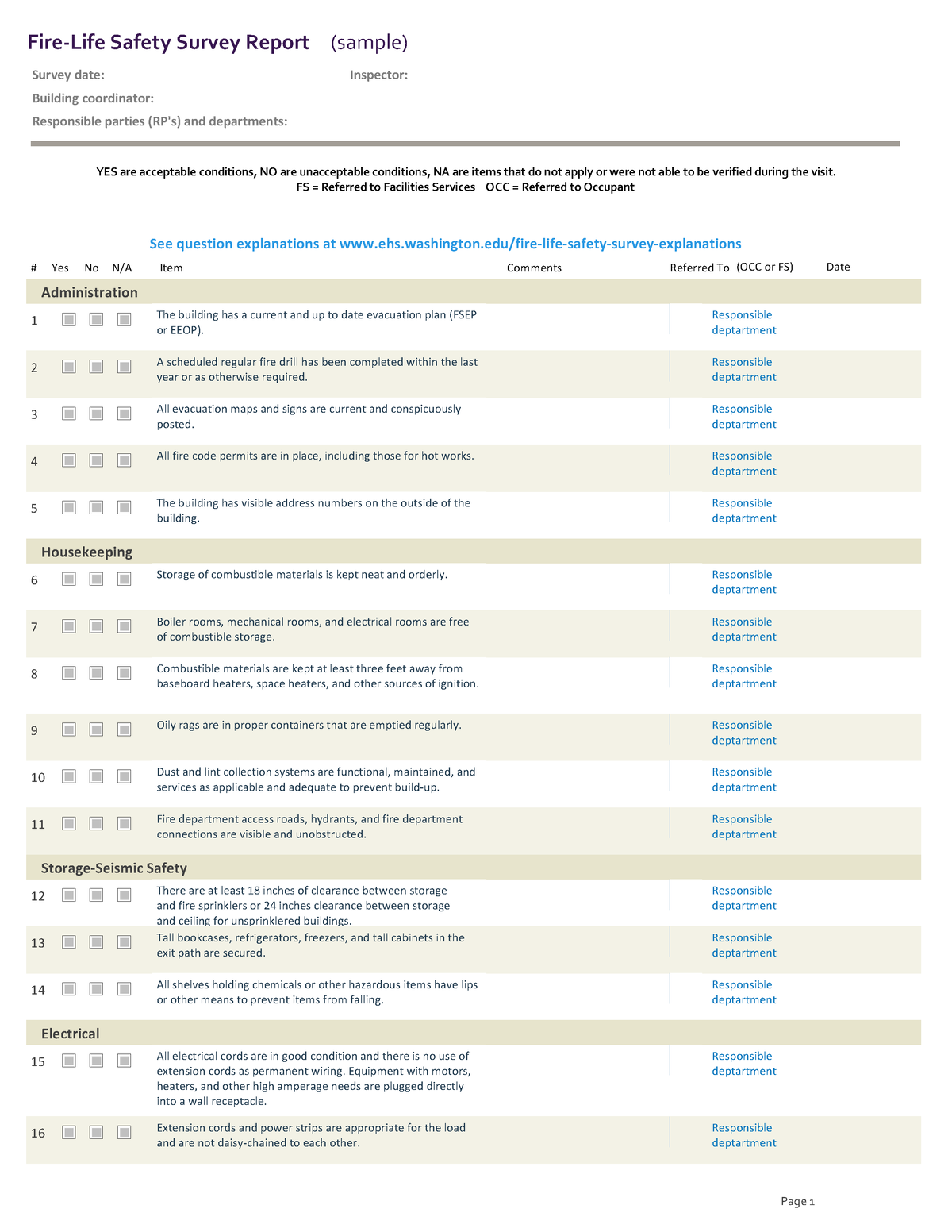 Firesurveysmpl - lecture - Survey date: Fire-Life Safety Survey Report ...