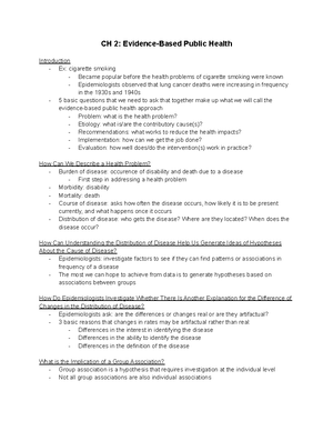 Chapter 1 Intro to Public Health Outline - Chapter 1: The Population ...