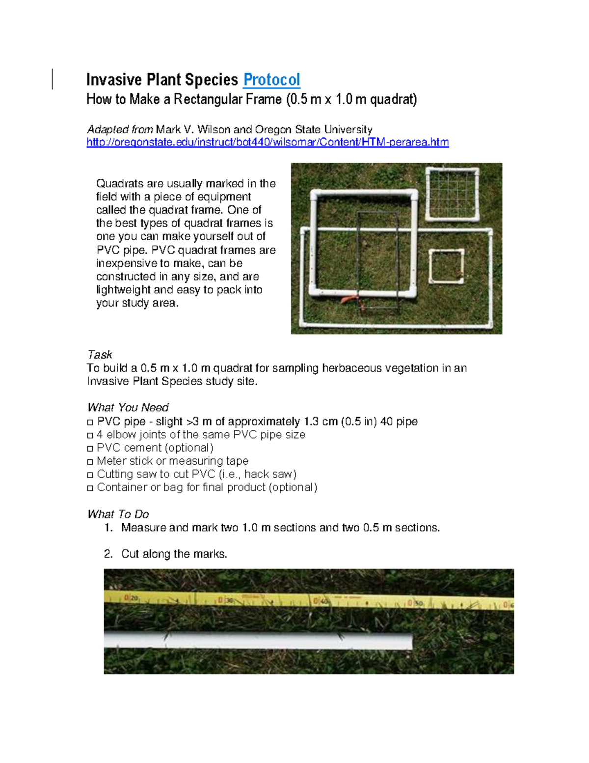 1c How To Make Rectangular Quadrat - Invasive Plant Species Protocol ...